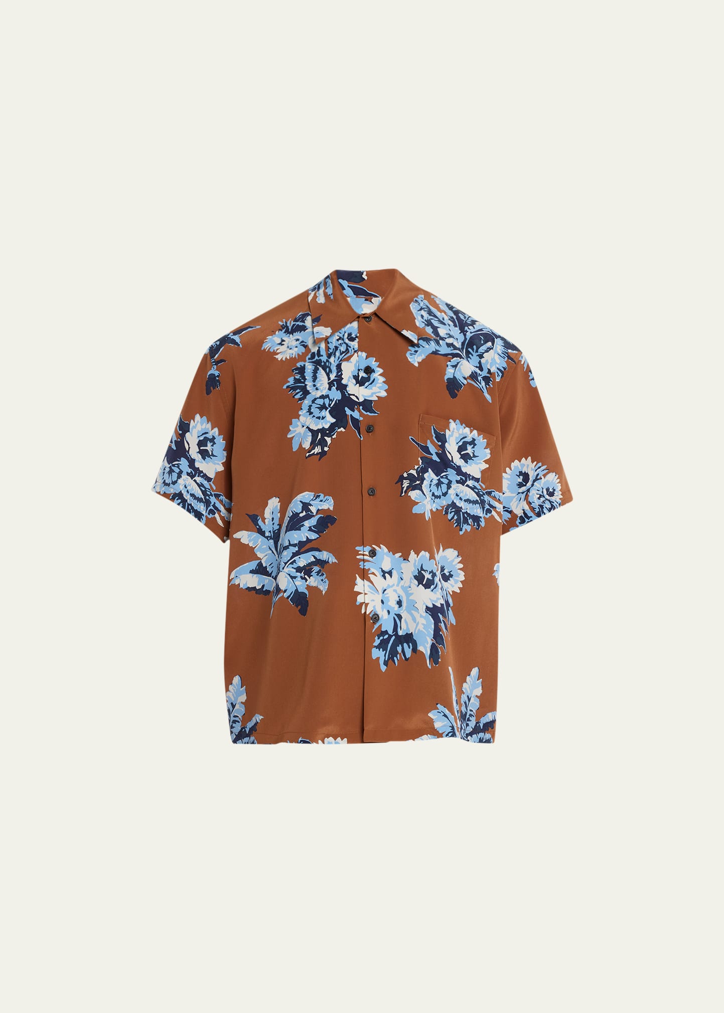 Nili Lotan Men's Palm Tree-print Camp Shirt In Paradise Floral P
