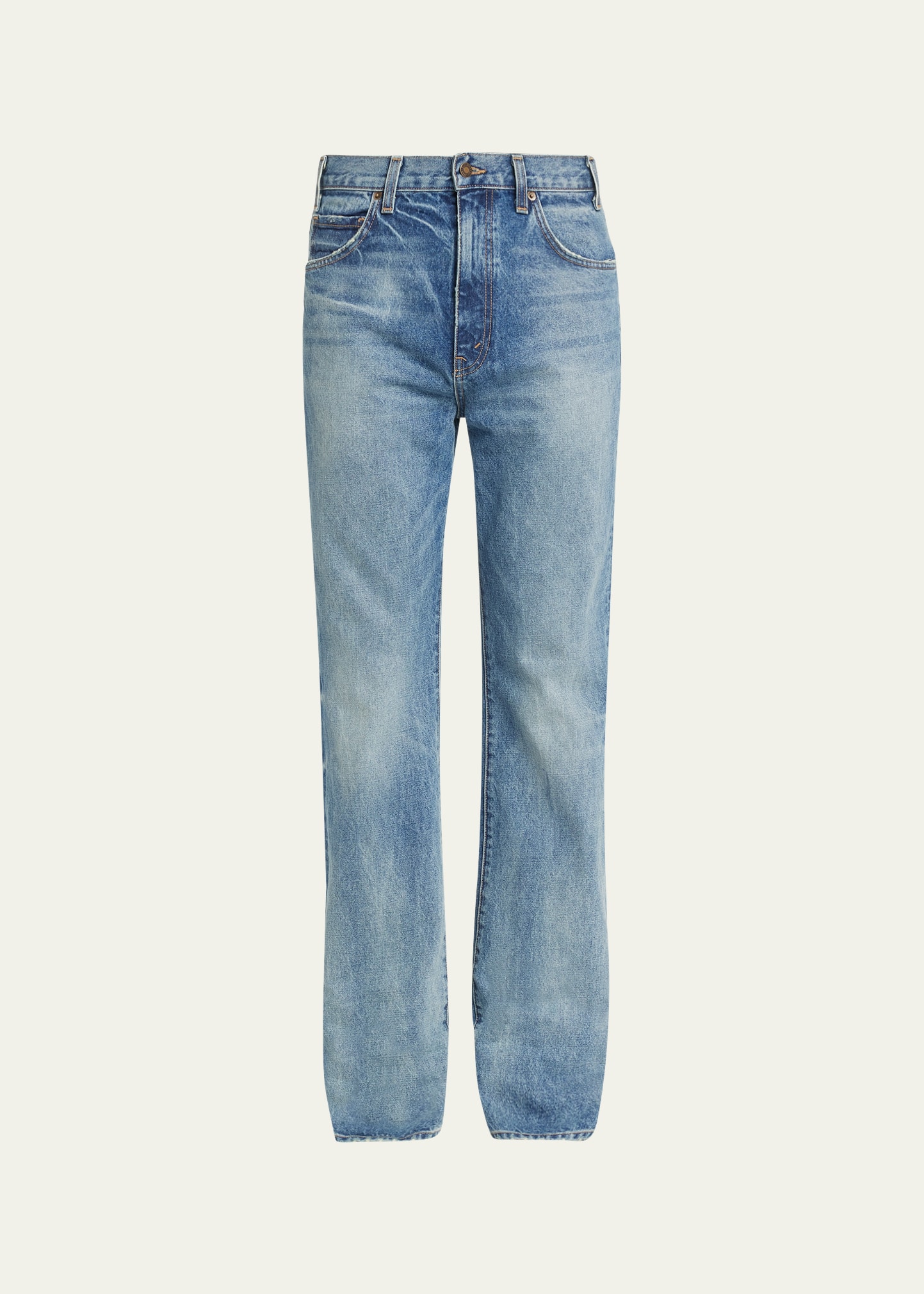 Men's Faded Blue Denim Kick Flare Jeans