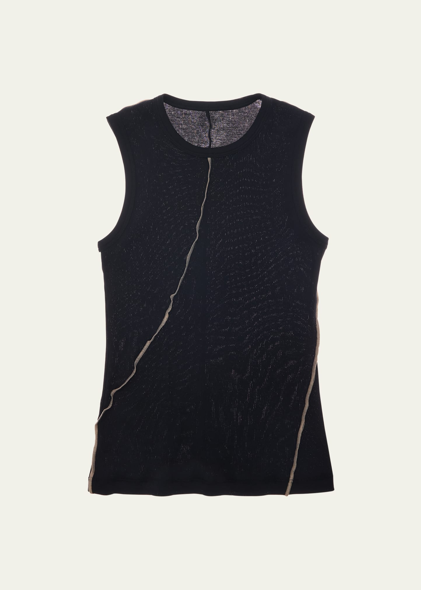 Helmut Lang Seamed Cotton Muscle Tank Top In Basalt Black