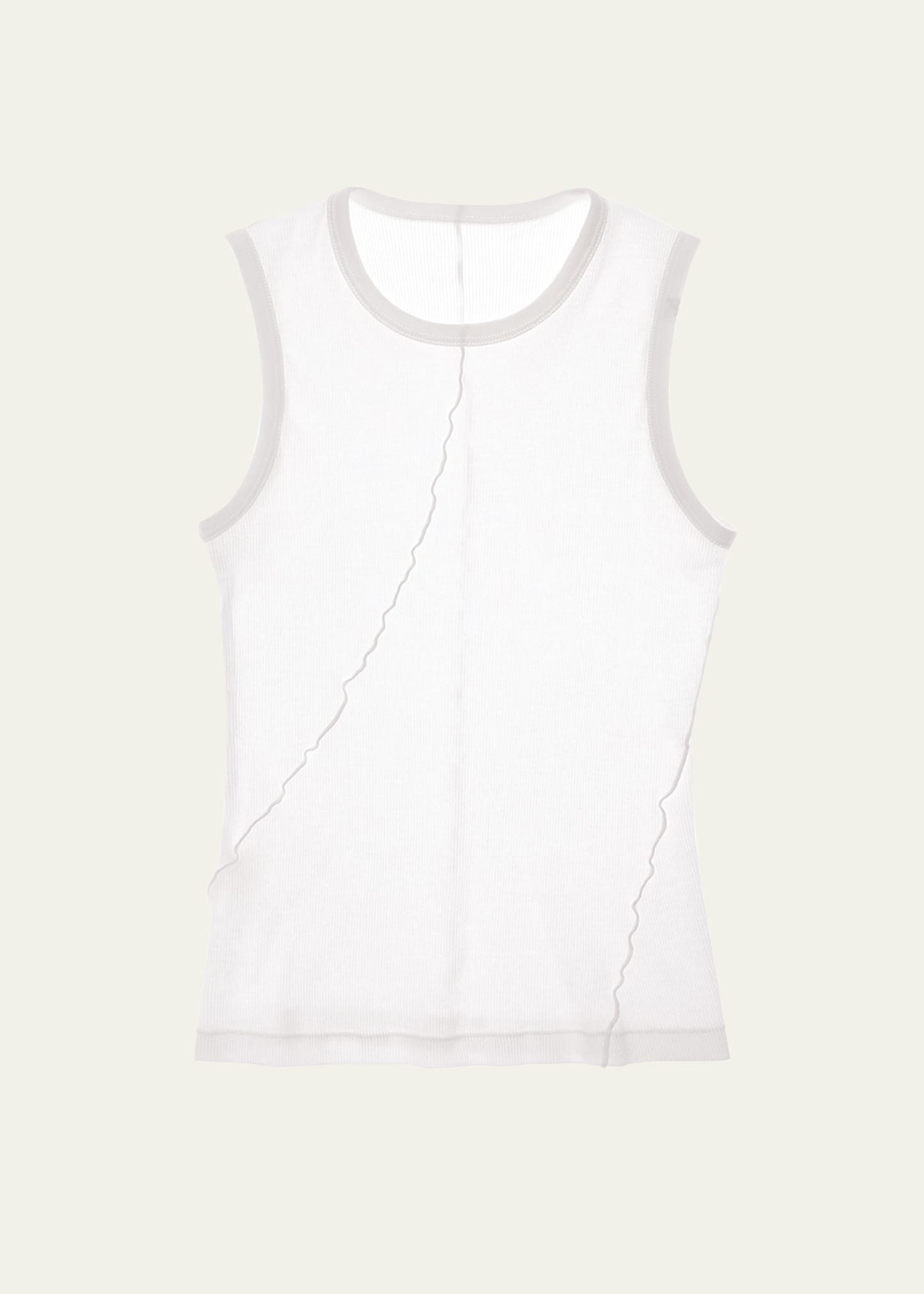 Helmut Lang Seamed Cotton Muscle Tank Top In Wht