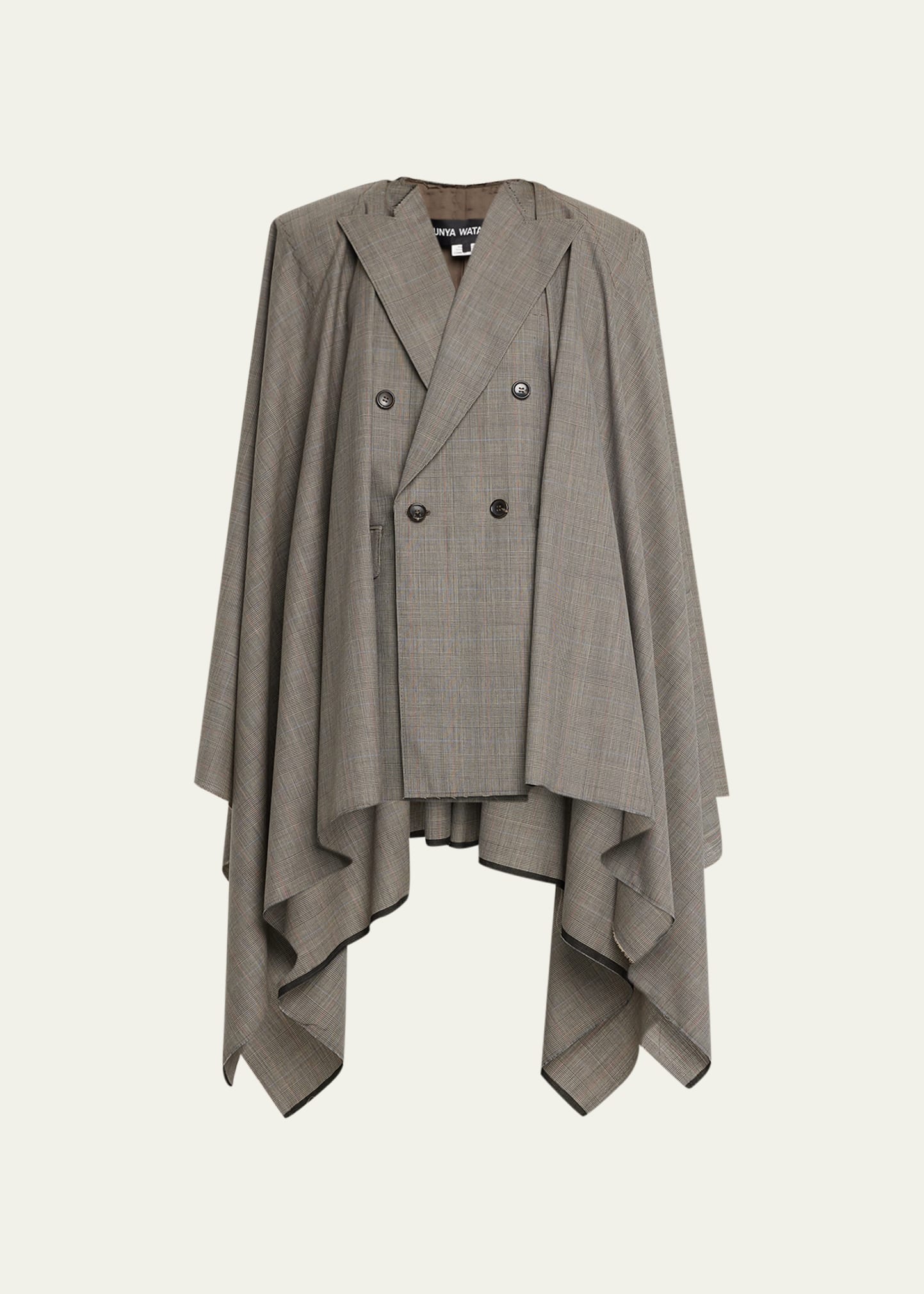 Junya Watanabe Double-breasted Check Wool Blazer In Black Beige