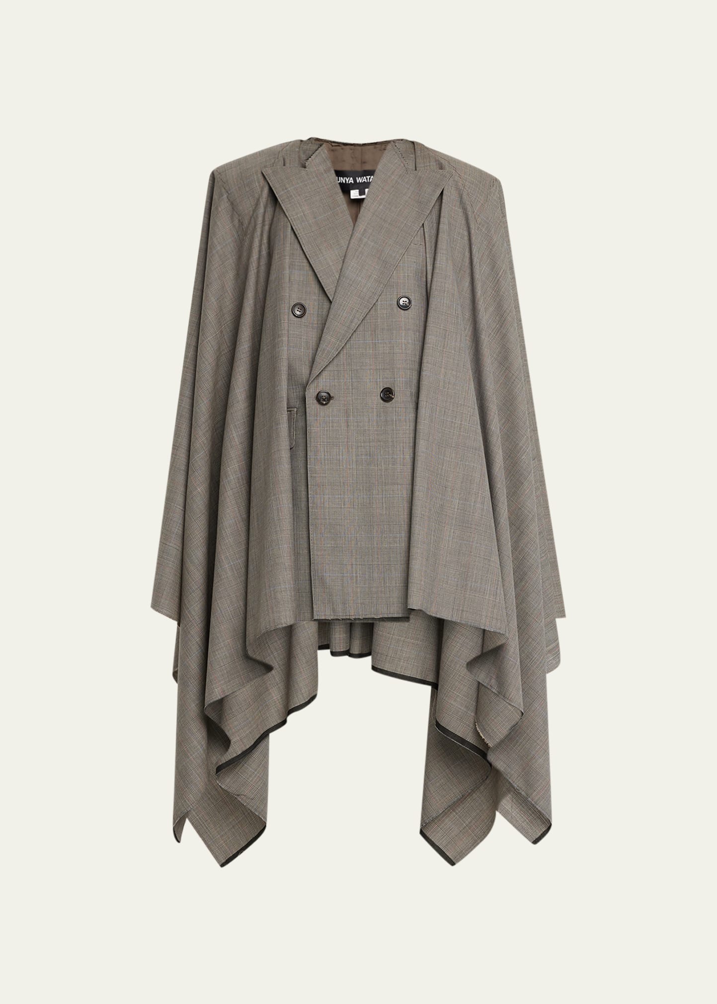 JUNYA WATANABE GLEN CHECK DOUBLE-BREAST CAPE BLAZER