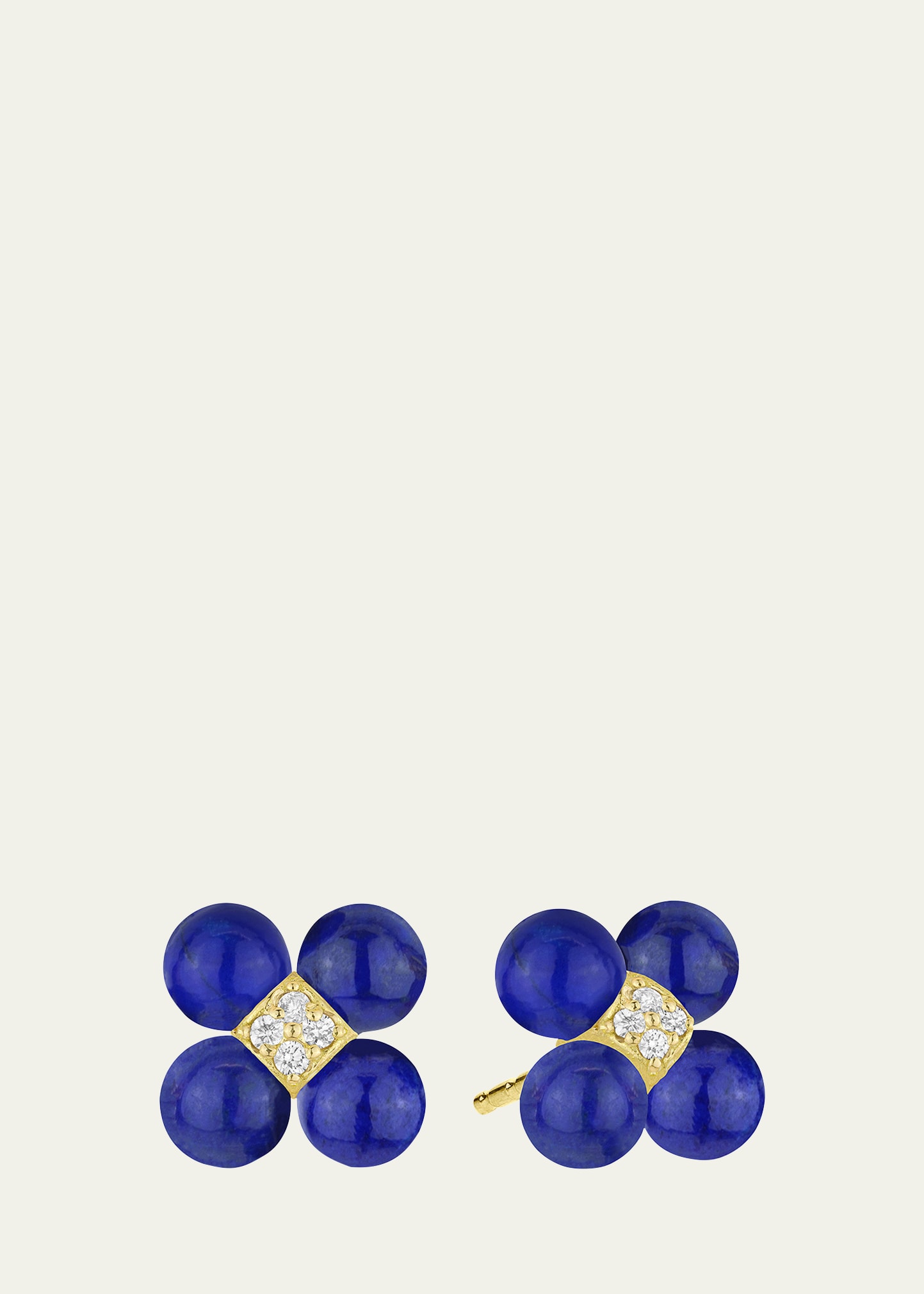 Sequence 18k Gold Stud Earrings with Lapis and Diamond
