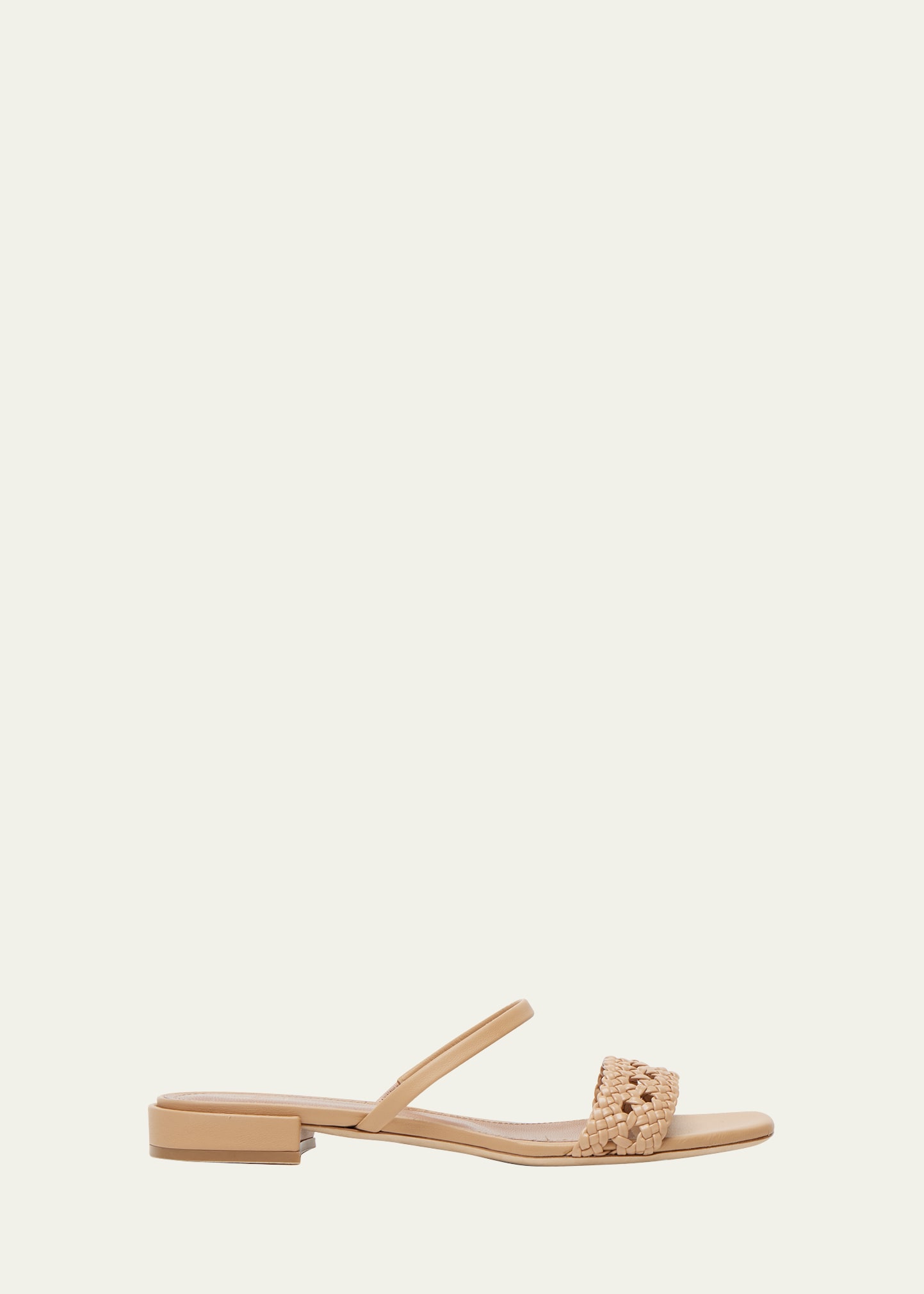 Malone Souliers Braided Leather Flat Slide Sandals In Chai