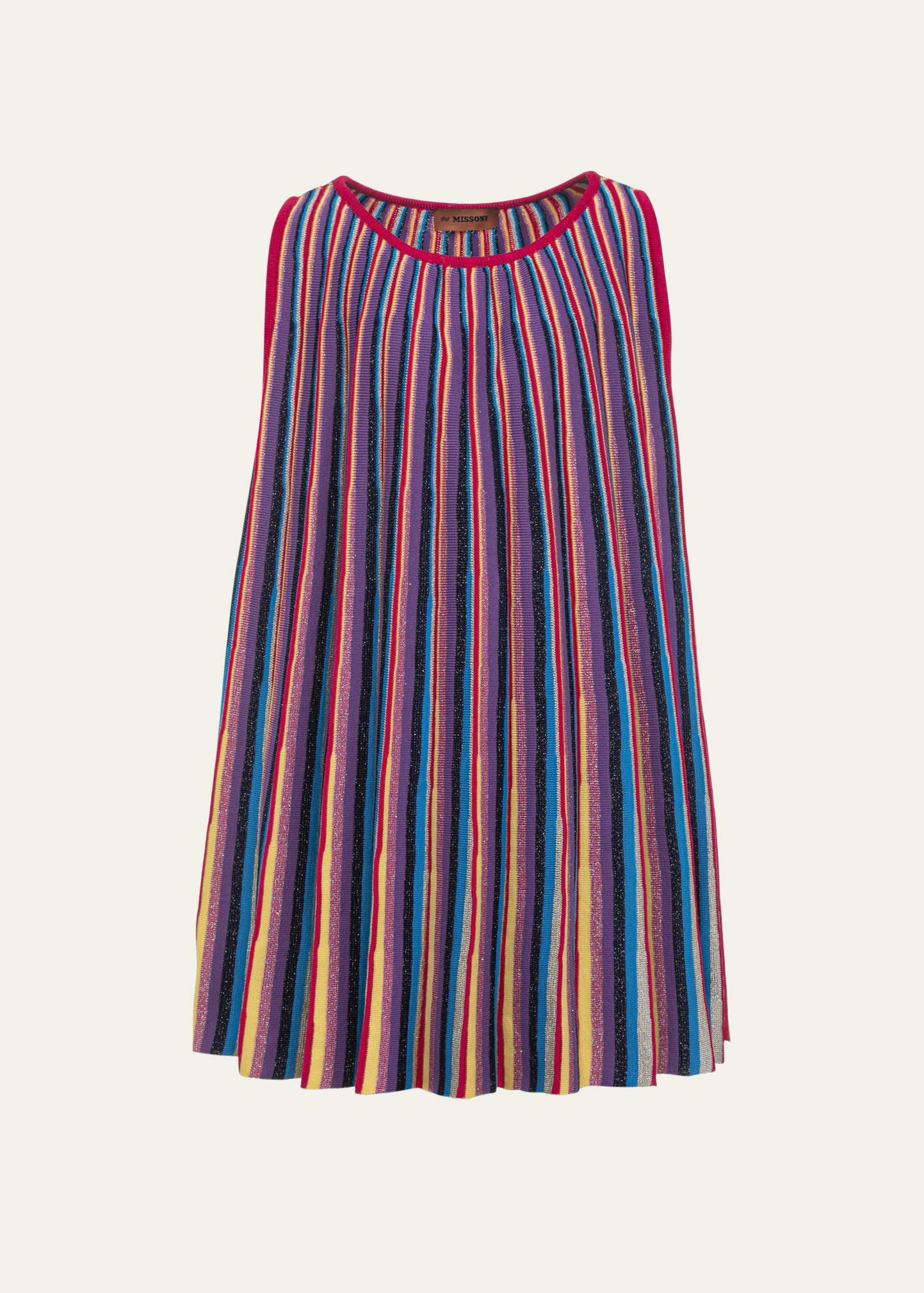 Missoni Kids' Girl's Sleeveless Knit Multicolor Stripe Dress In 999 Multi