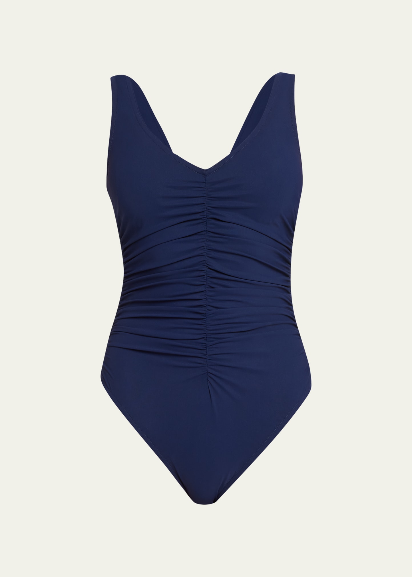 Karla Colletto Basics V-neck One-piece Swimsuit In Navy