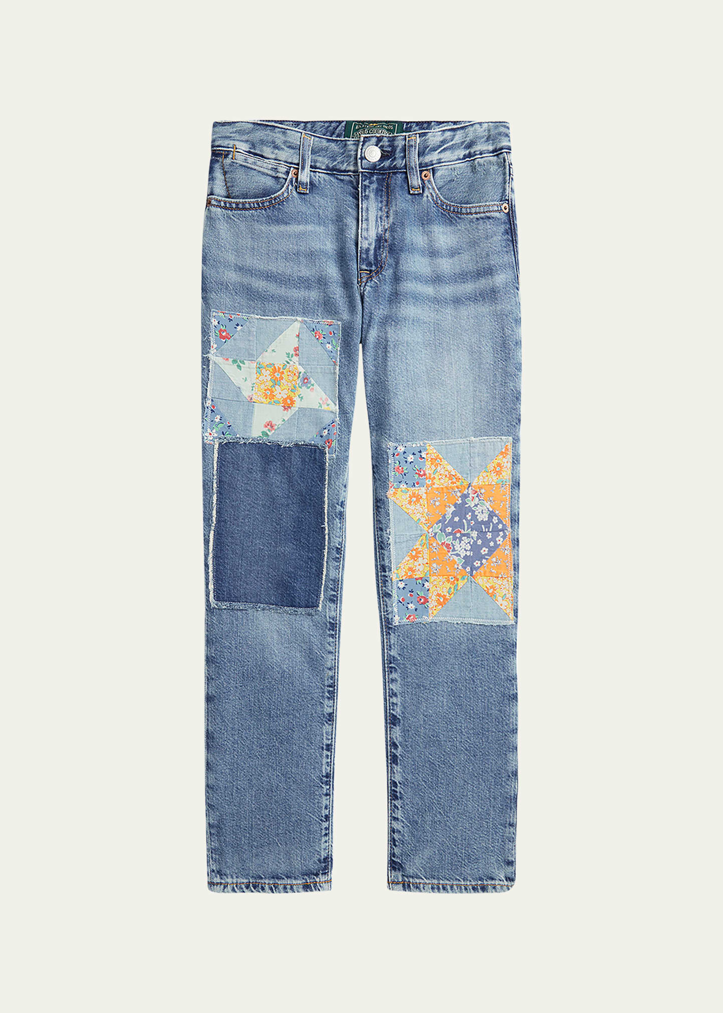 Girl's Patchwork Slim Boyfriend Jeans, Size 7-16