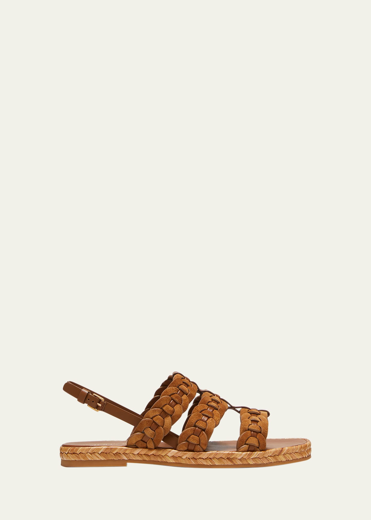 TOD'S BRAIDED LEATHER SLINGBACK ESPADRILLE SANDALS