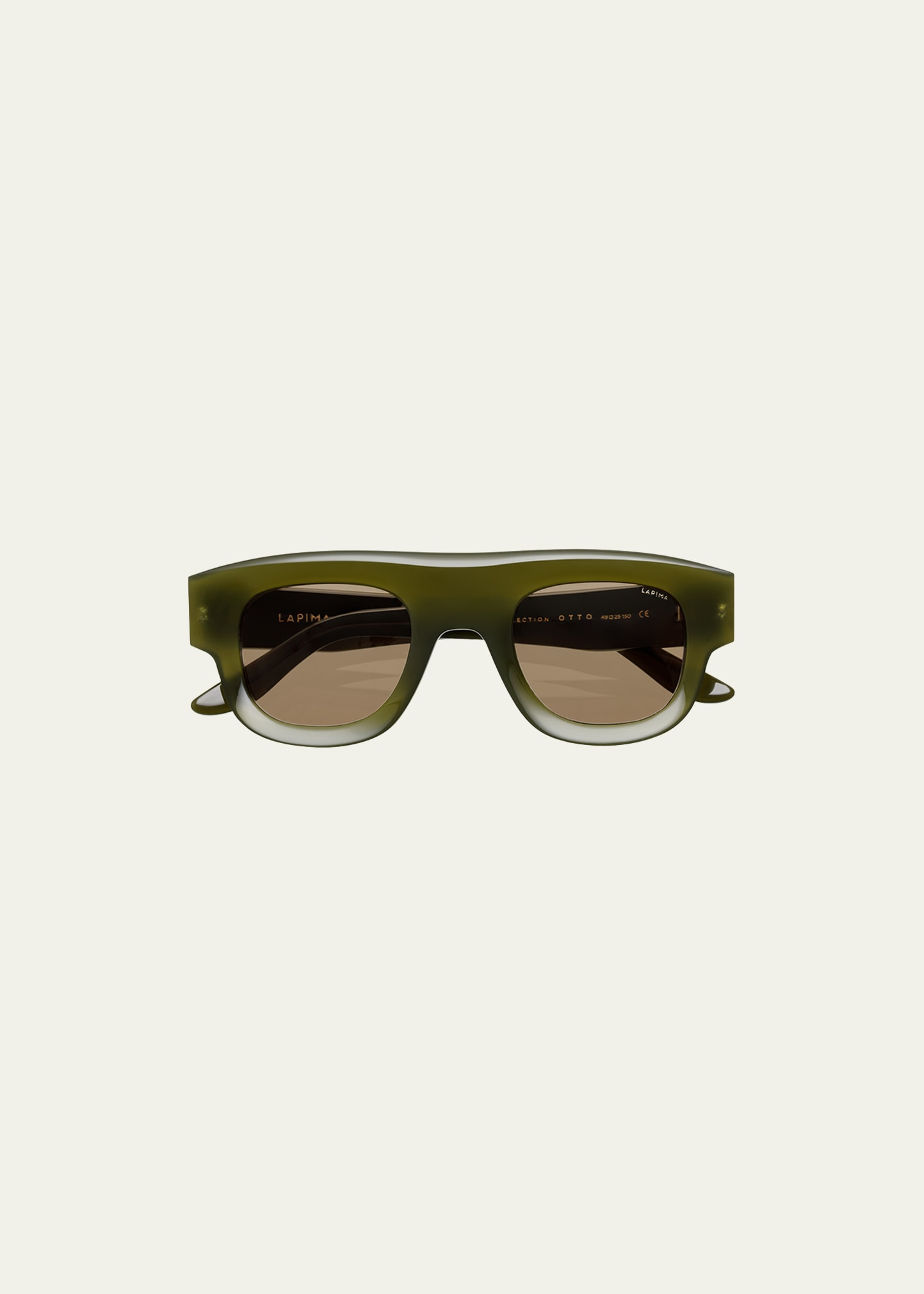 Lapima Otto Olive Acetate Rectangle Sunglasses In Green