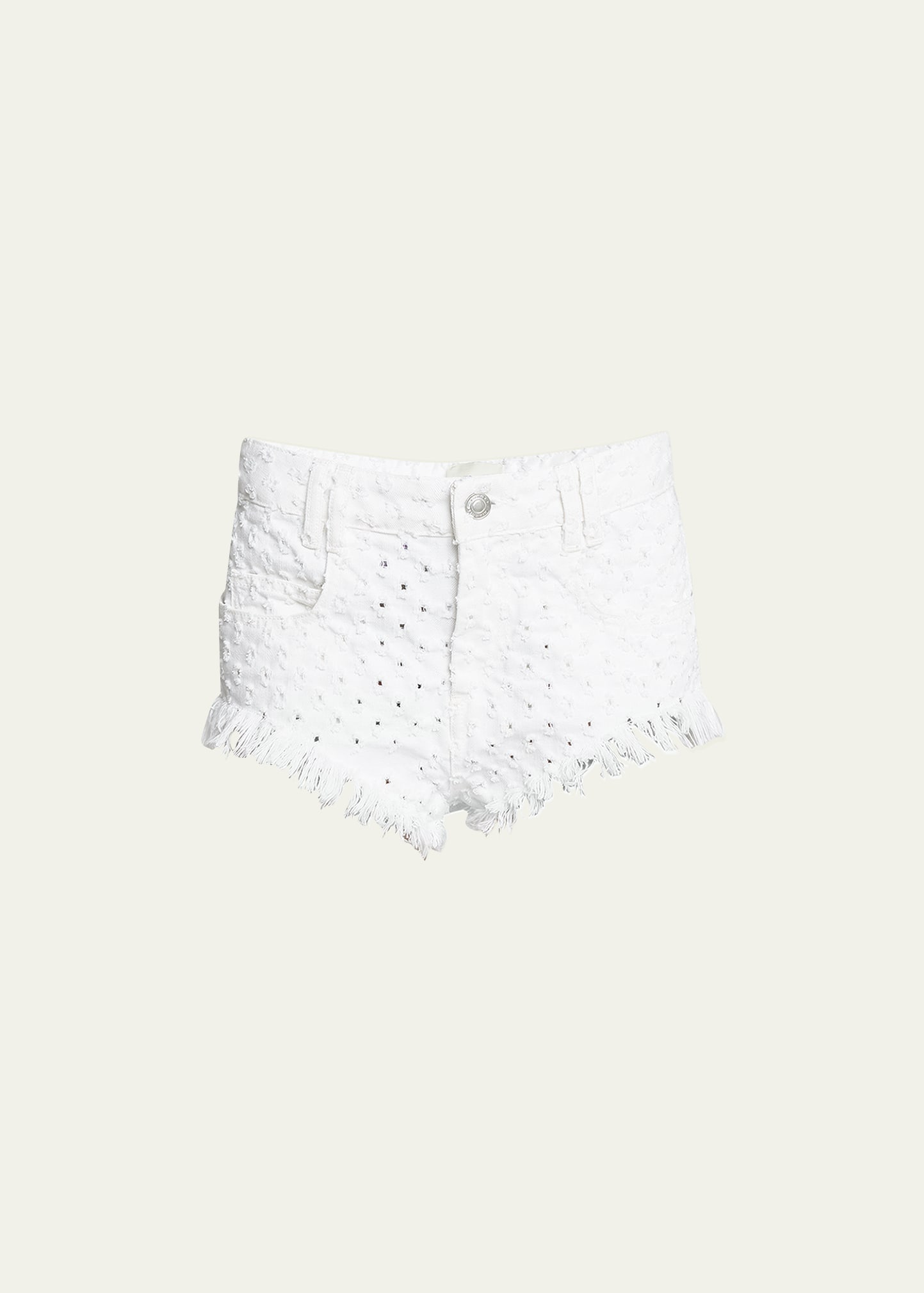 Isabel Marant Aneida Eyelet Frayed Shorts In White