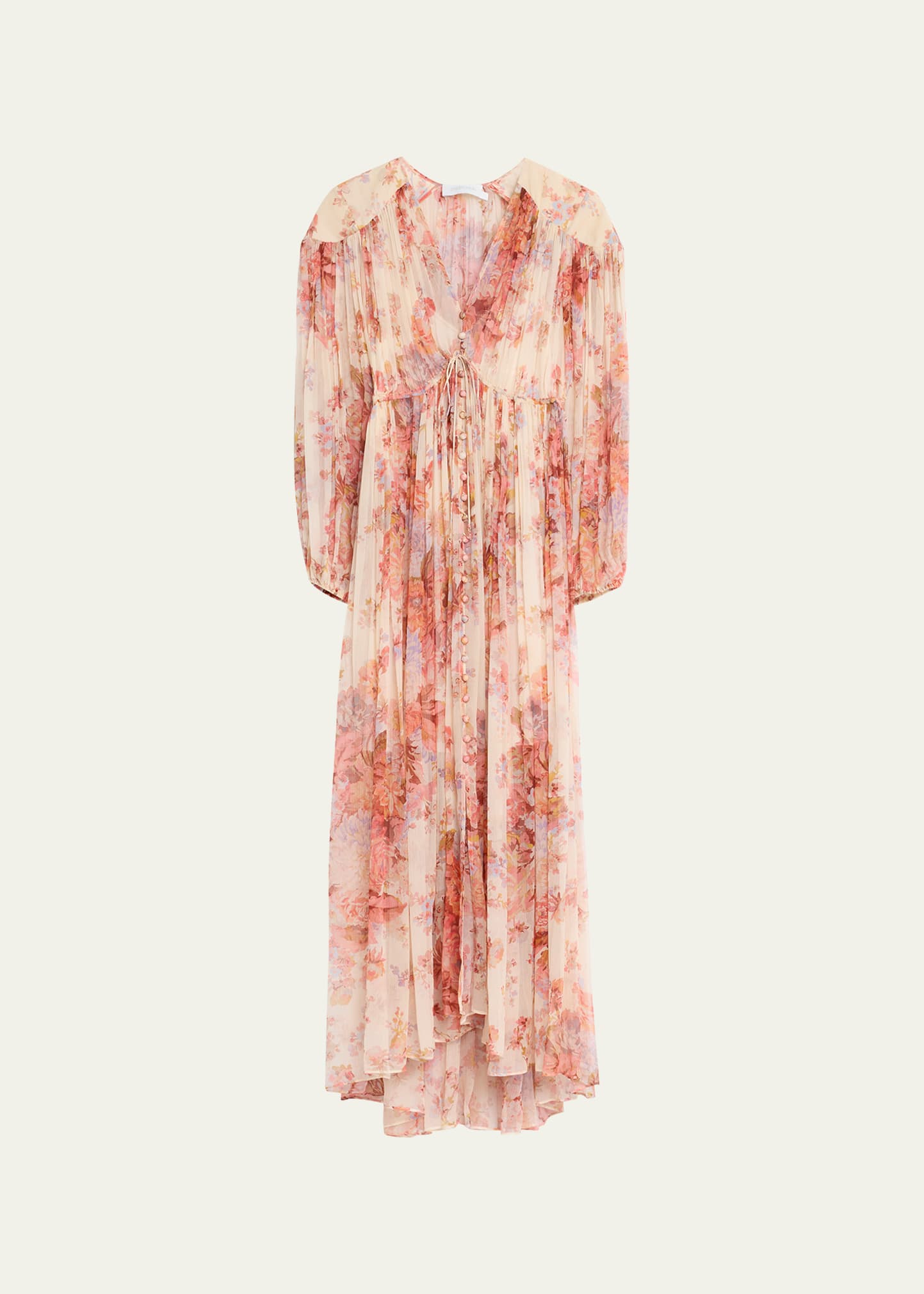 Zimmermann Devi V-neckline Floral-print Midi Dress In Multicolour 