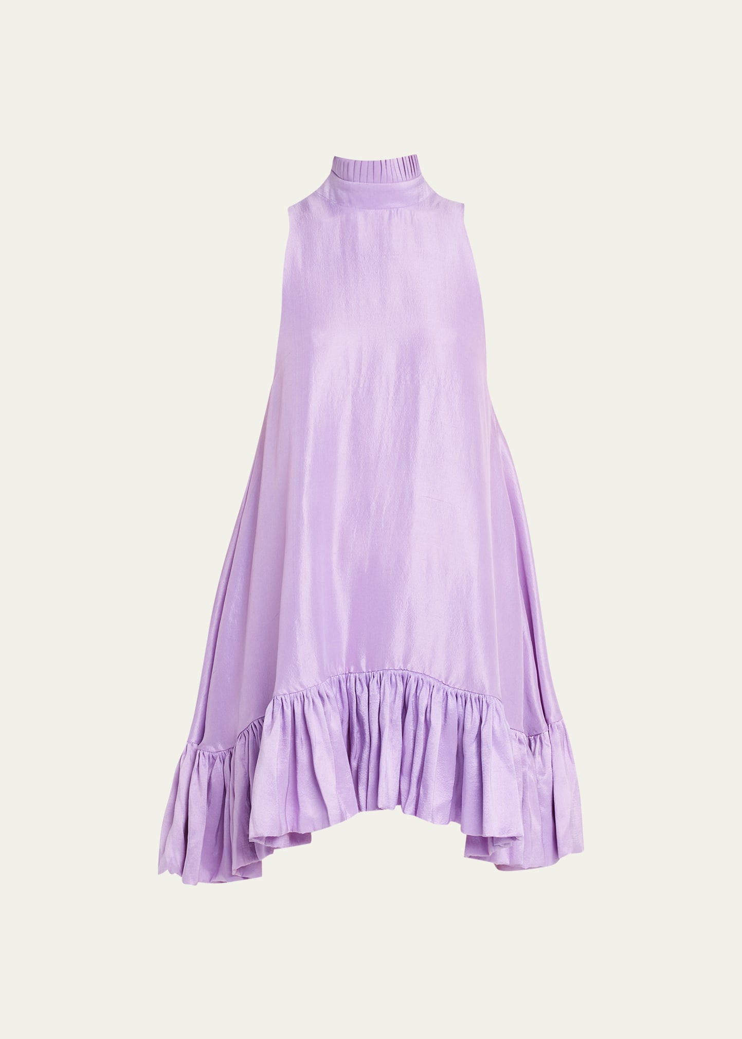 Azeeza Alcott High-neck Sleeveless Silk Mini Dress In Lavender