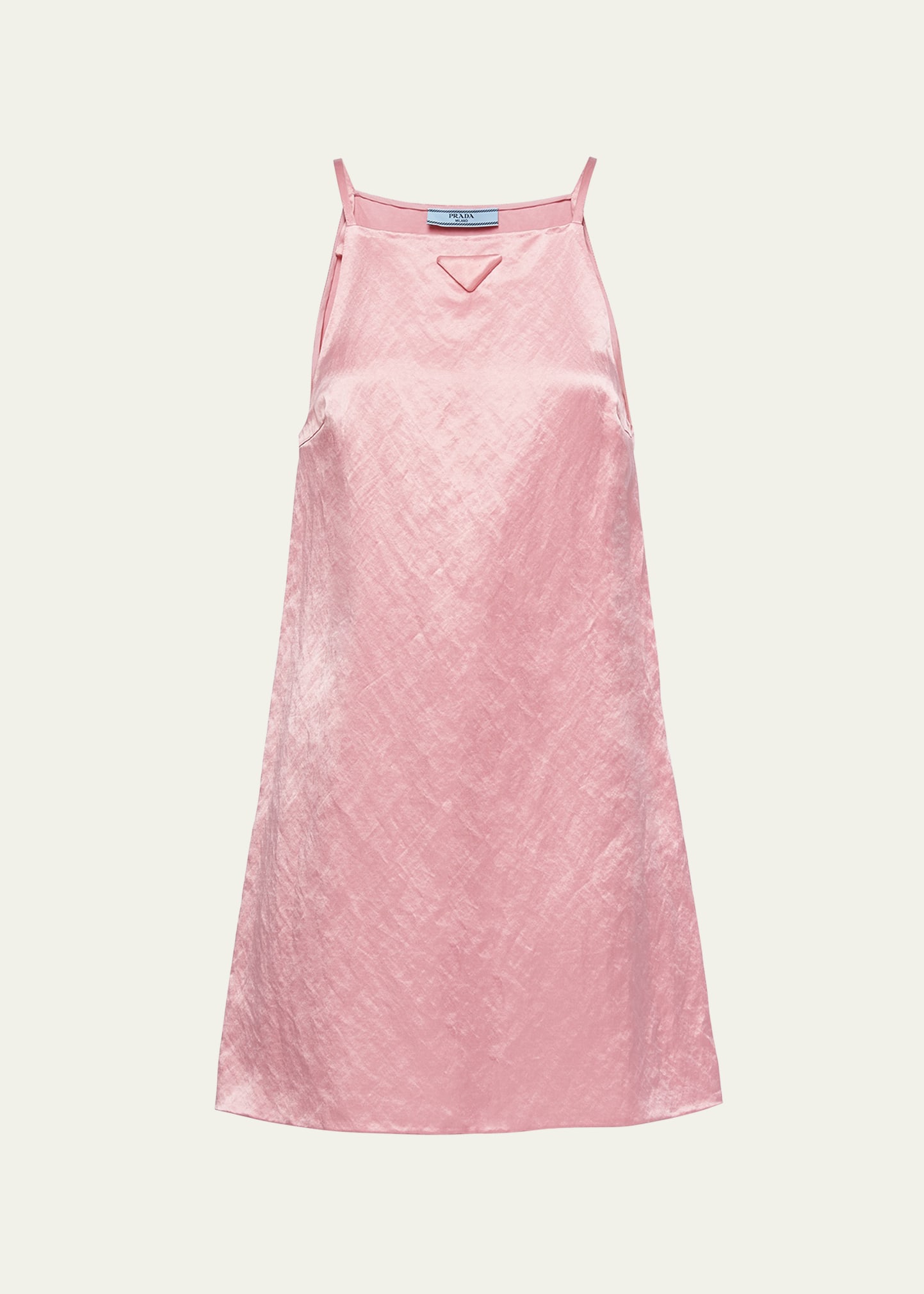 Prada Pink Mini Dress In Satin With Trangle Logo In F0638 Begonia