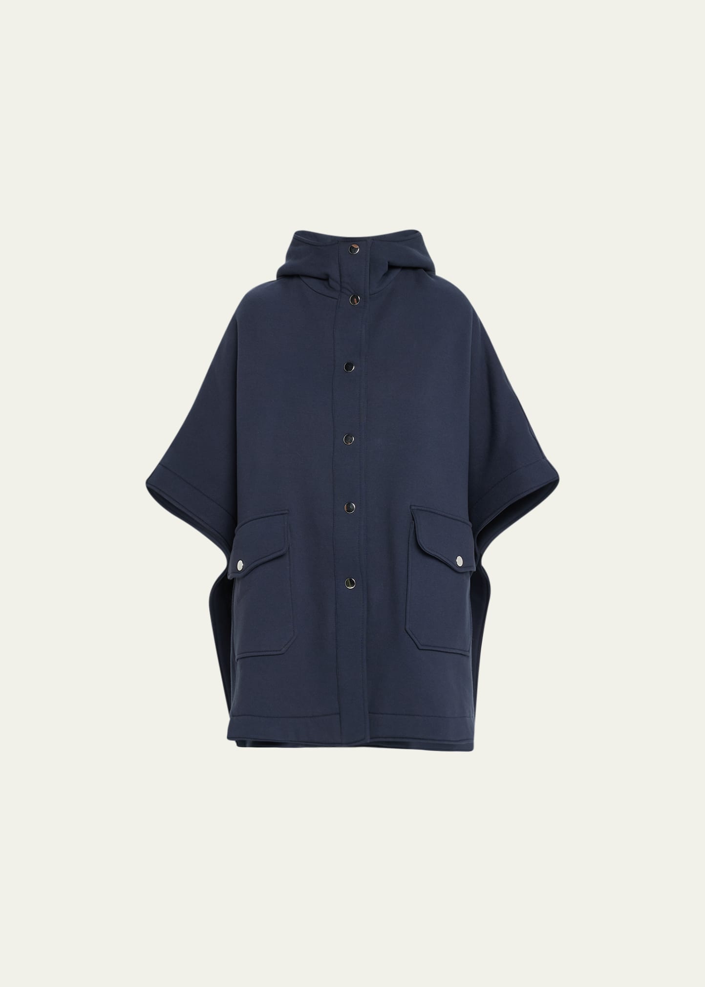 Faz Lola Hooded Cape Coat In Navy