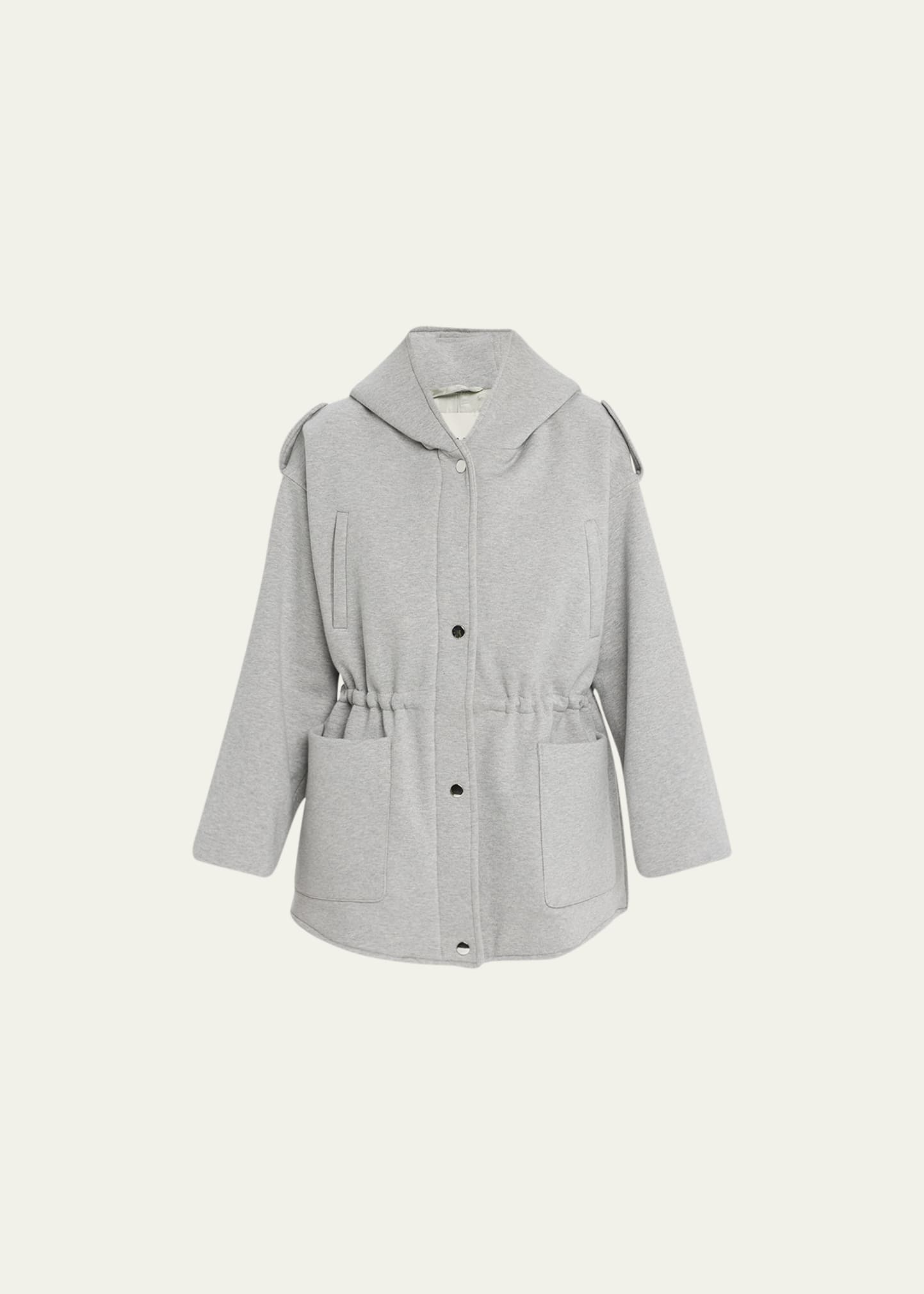 Faz Ruby Hooded Top Coat With Drawcord Waist In Grey