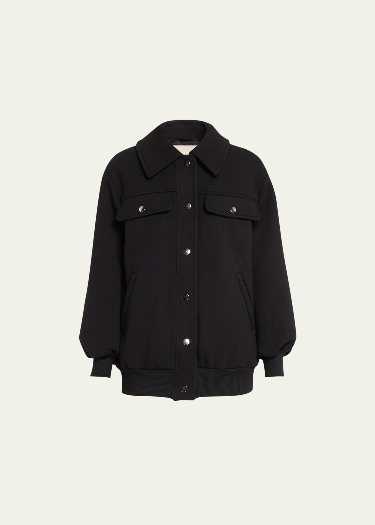 Faz Jane Snap-button Bomber Jacket In Black