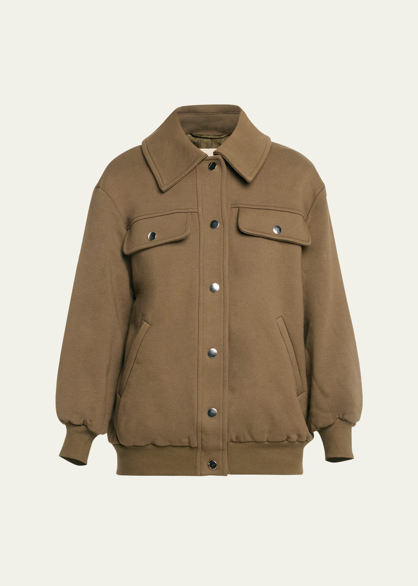 Faz Jane Snap-button Bomber Jacket In Brown