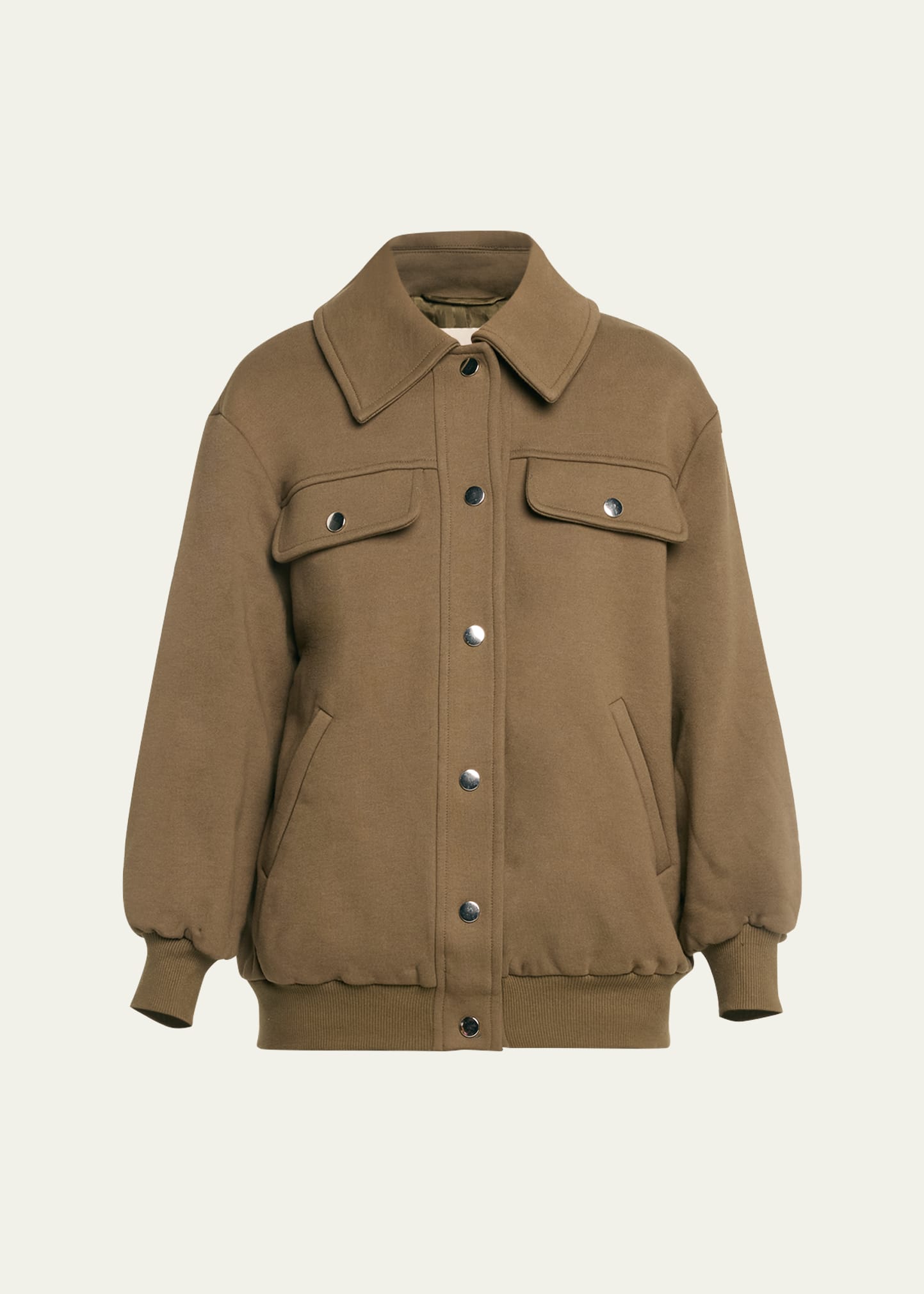 Shop Faz Jane Snap-button Bomber Jacket In Khaki