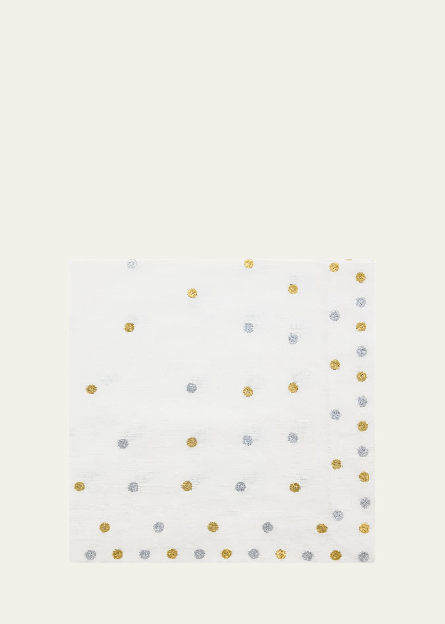 Nomi K White Linen Napkin With Gold And Silver Dot Motif