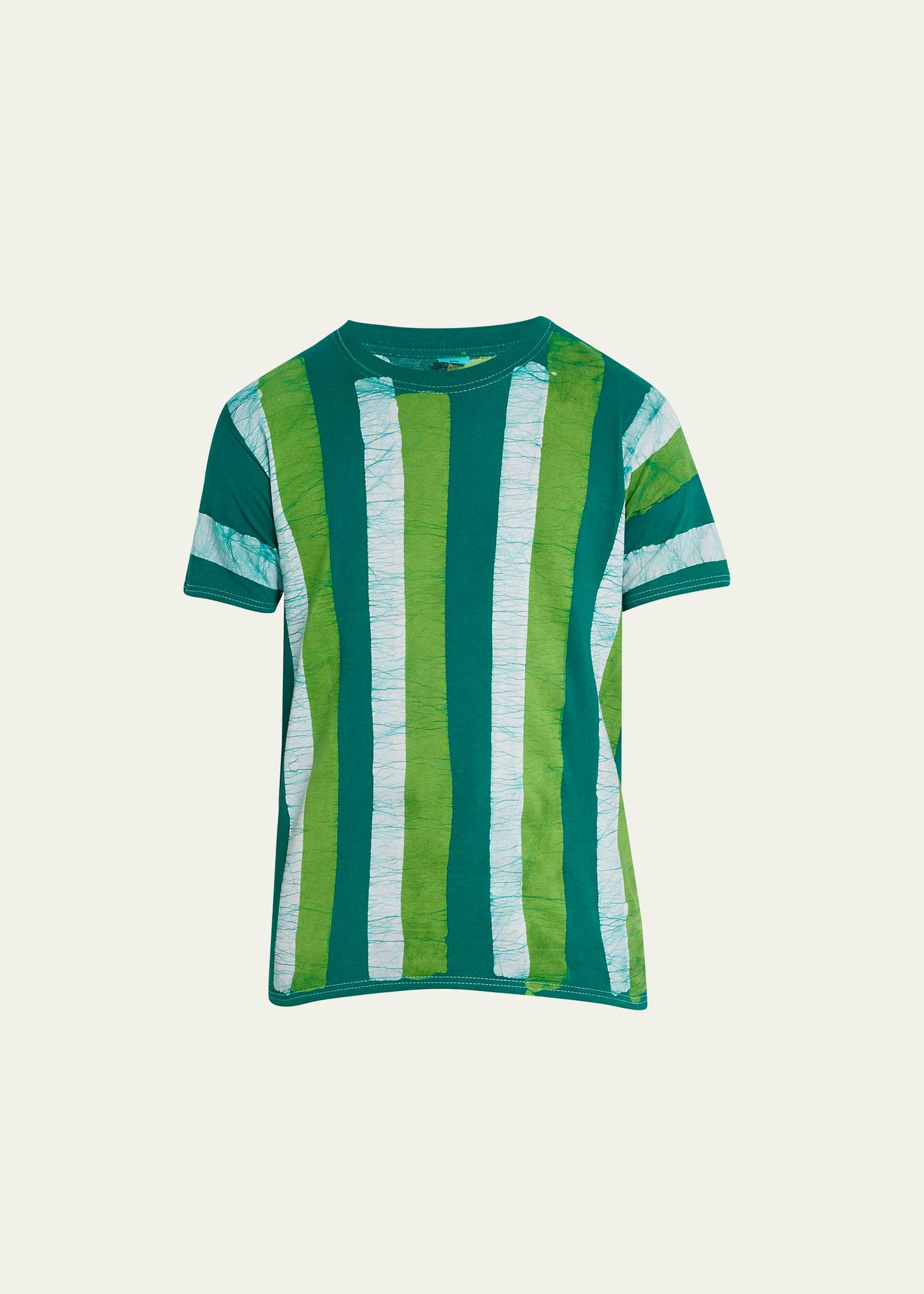 Studio 189 Men's Batik Broad Striped T-shirt In Green