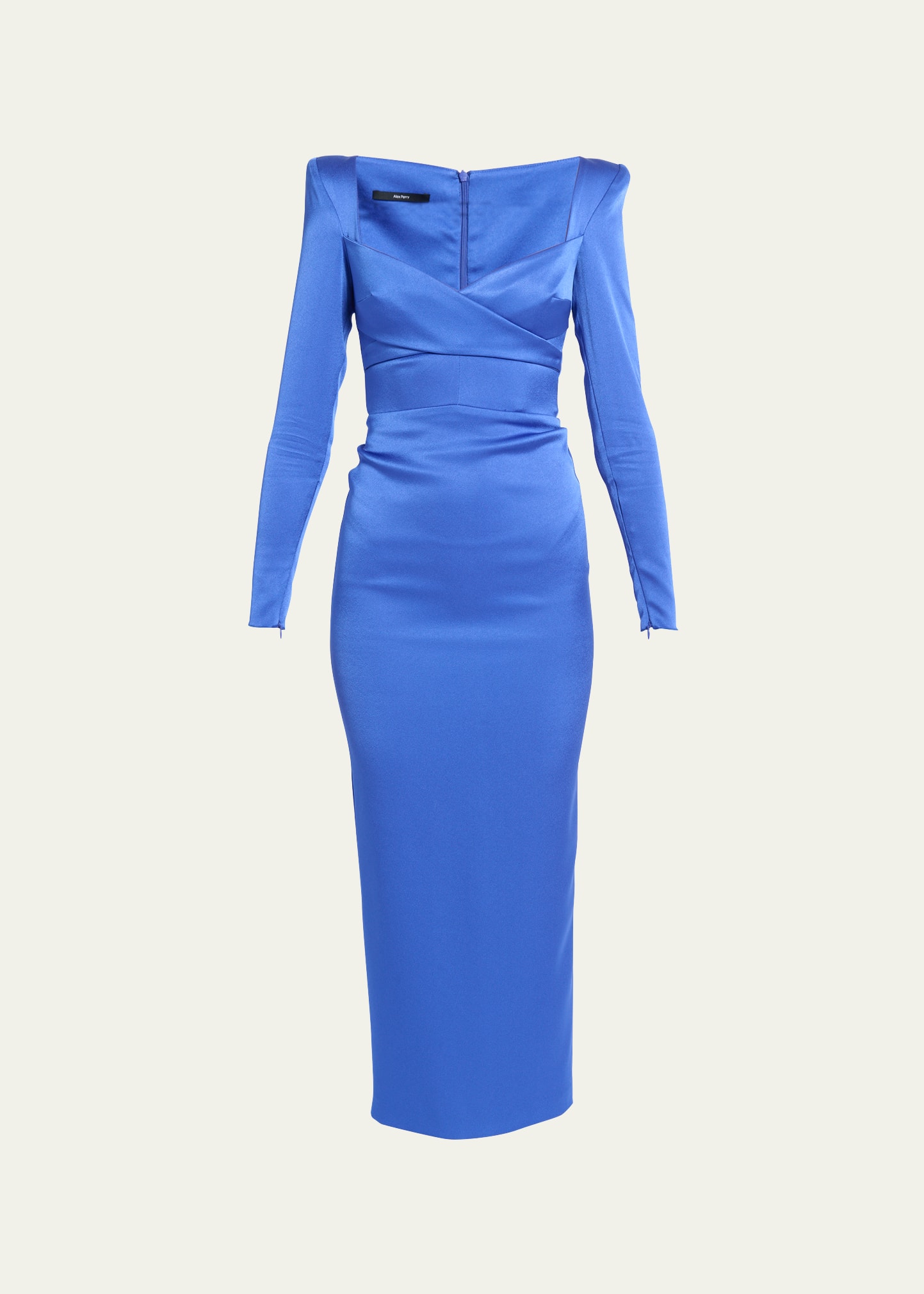 Alex Perry Linden Wrap-effect Satin-crepe Midi Dress In Bluebell