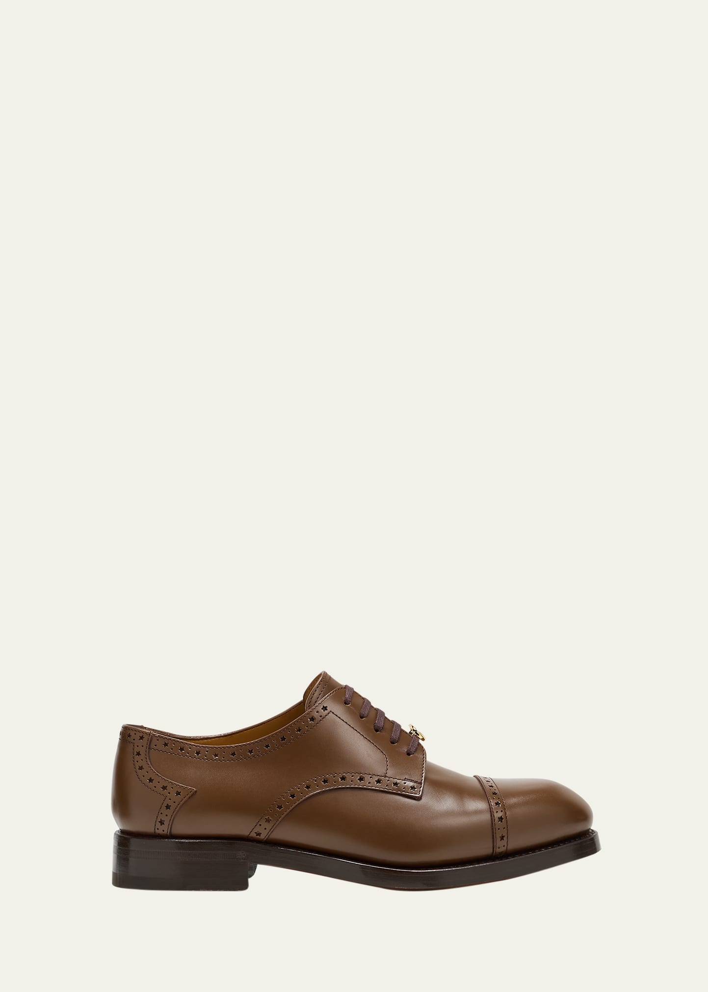 Gucci Zowir Perforated Leather Brogue Shoes In Brown Sugar