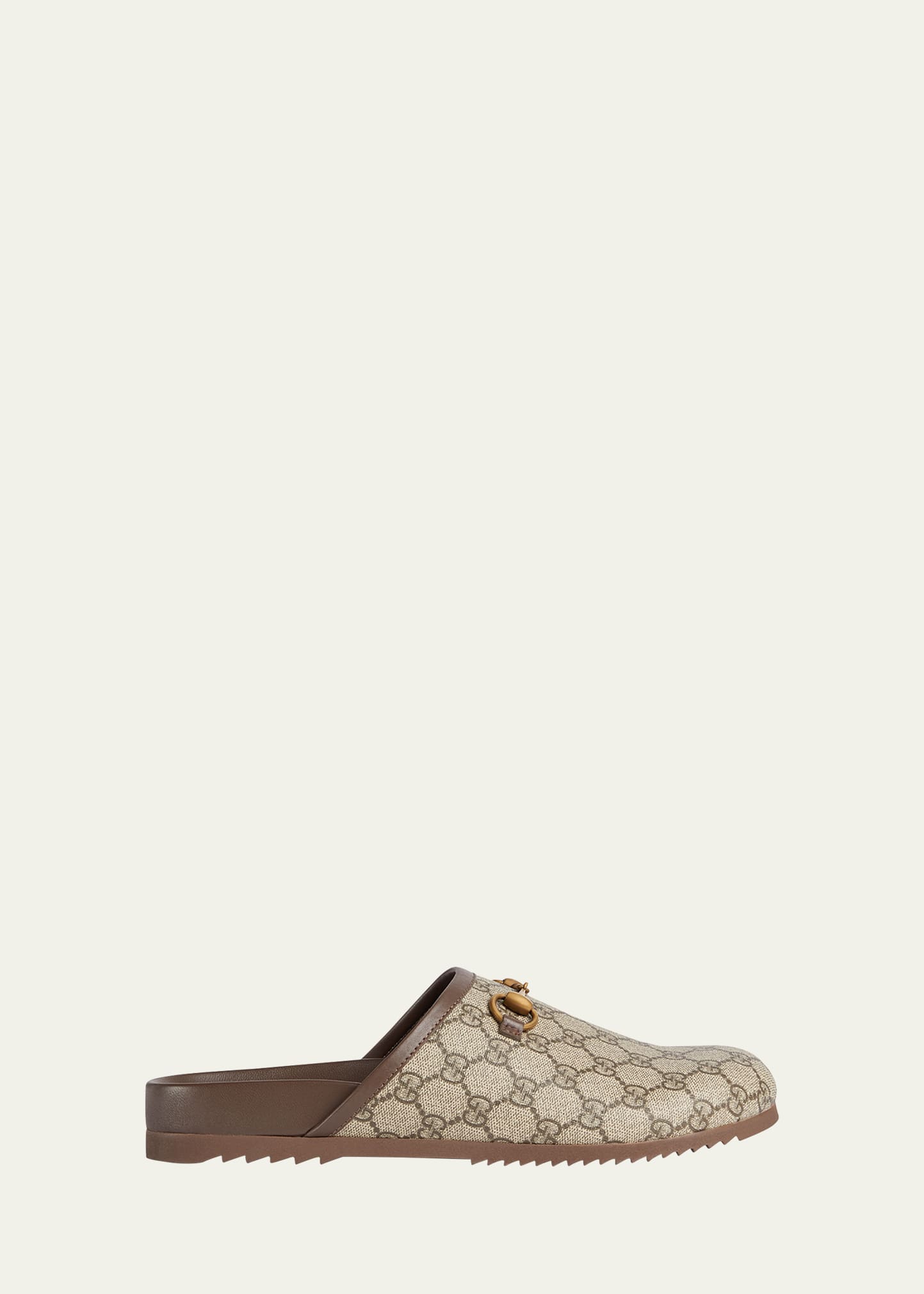 Shop Gucci Men's River Gg Horsebit Slippers In Beige