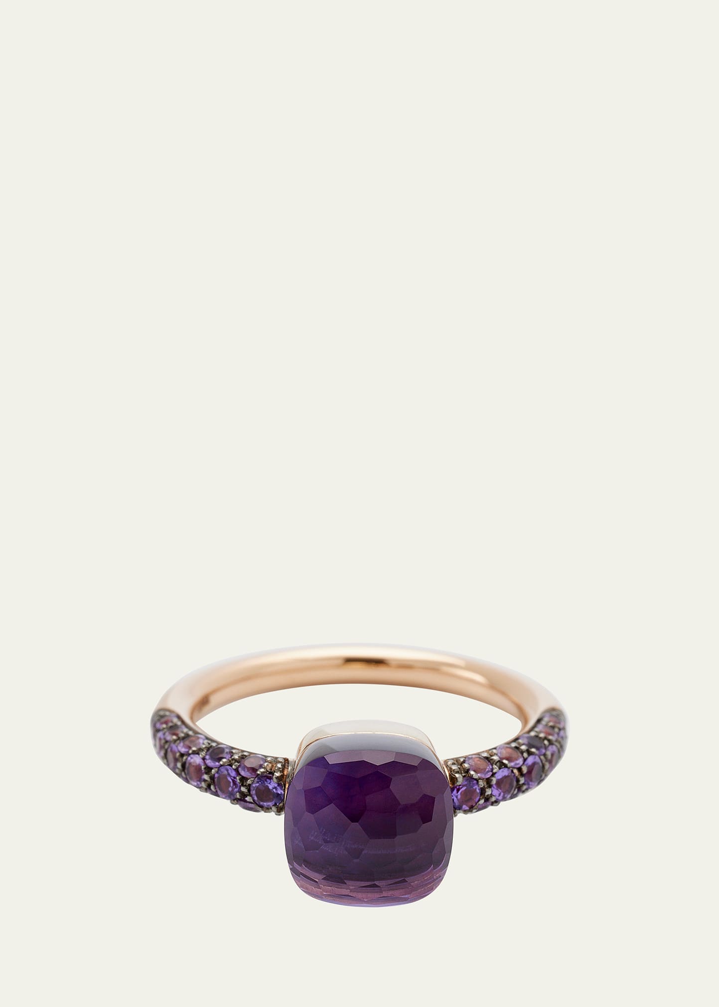 Pomellato Nudo Petit 18kt Rose And White Gold Ring With Amethyst And Jade In Purple