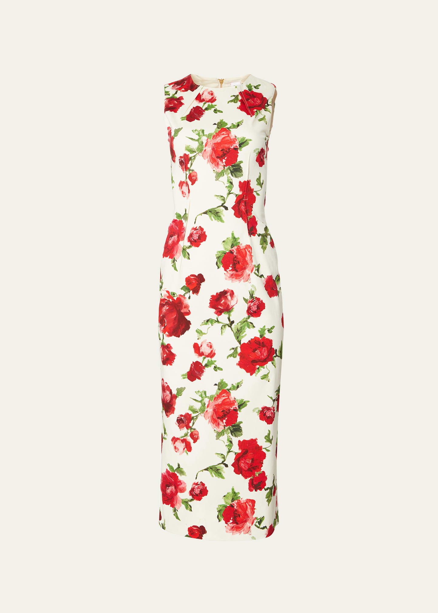 Carolina Herrera Floral-printed Stretch-cotton Midi Dress In Pearl Multi