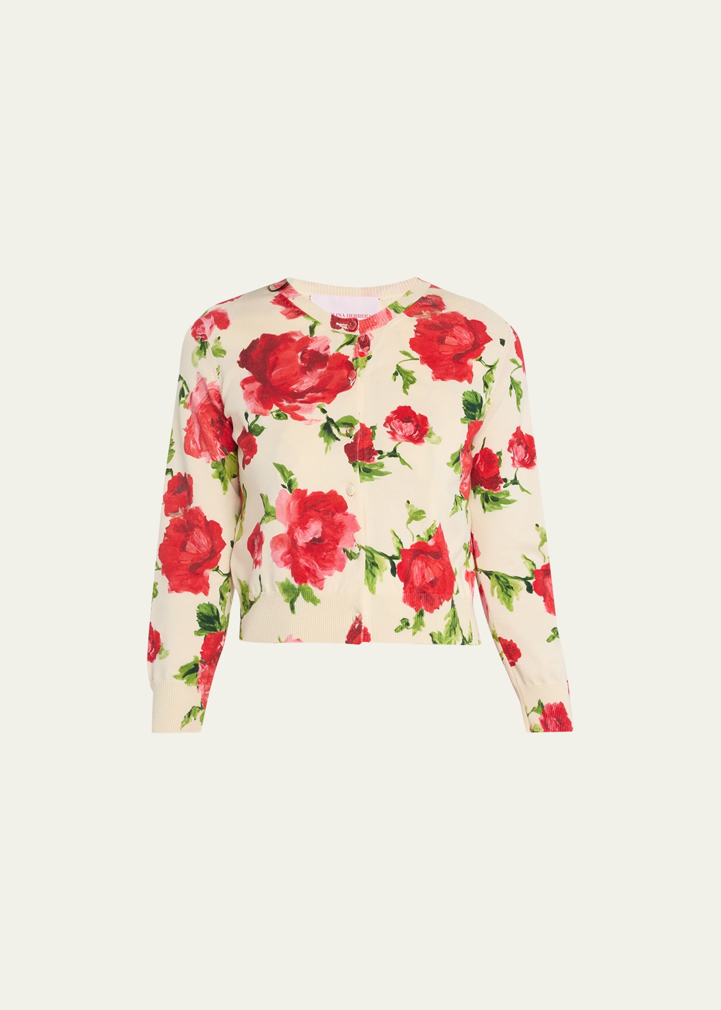 Carolina Herrera Floral Print Button-Front Cardigan
