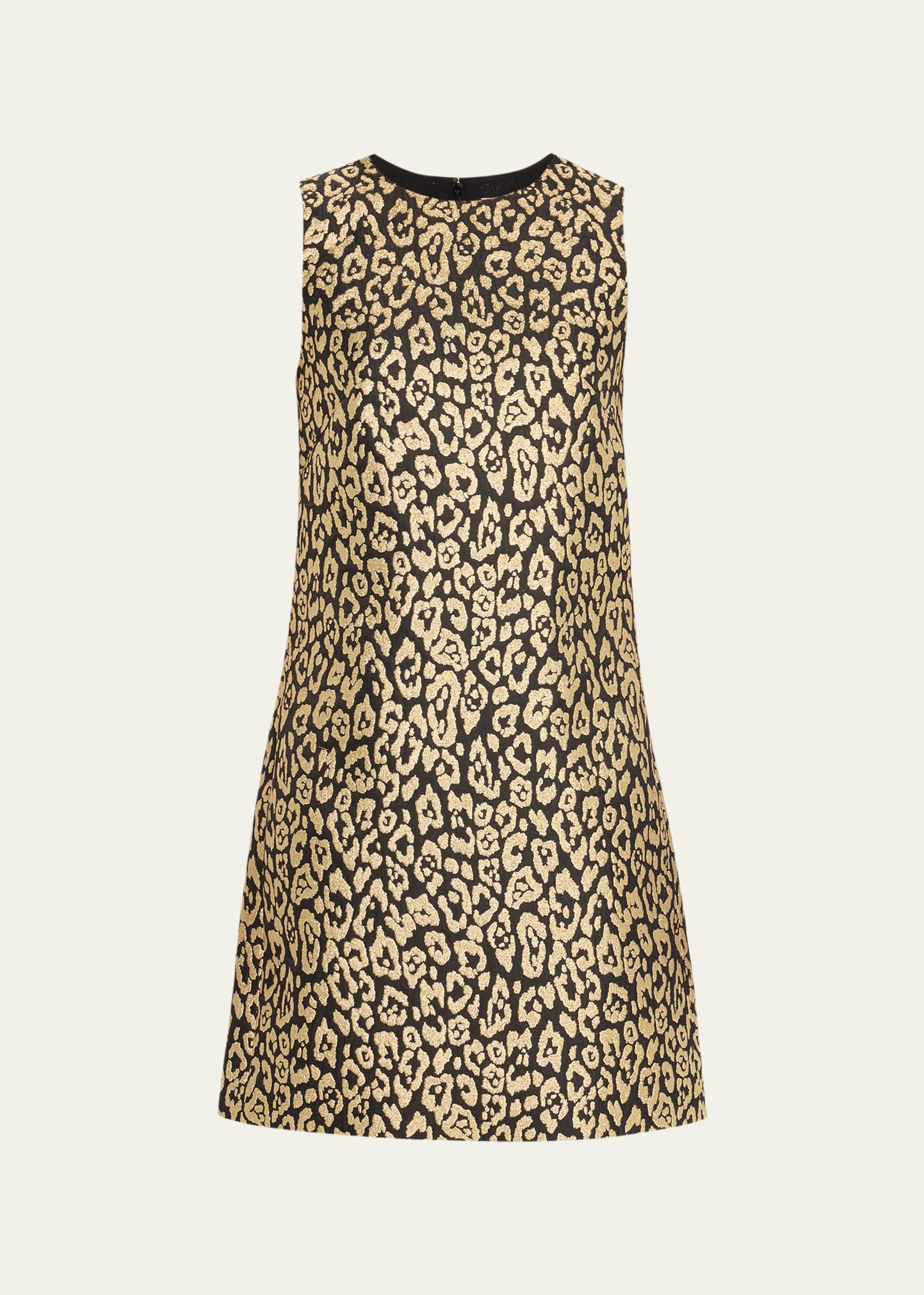 Metallic Leopard Jacquard Sleeveless Shift Dress In Blackgold