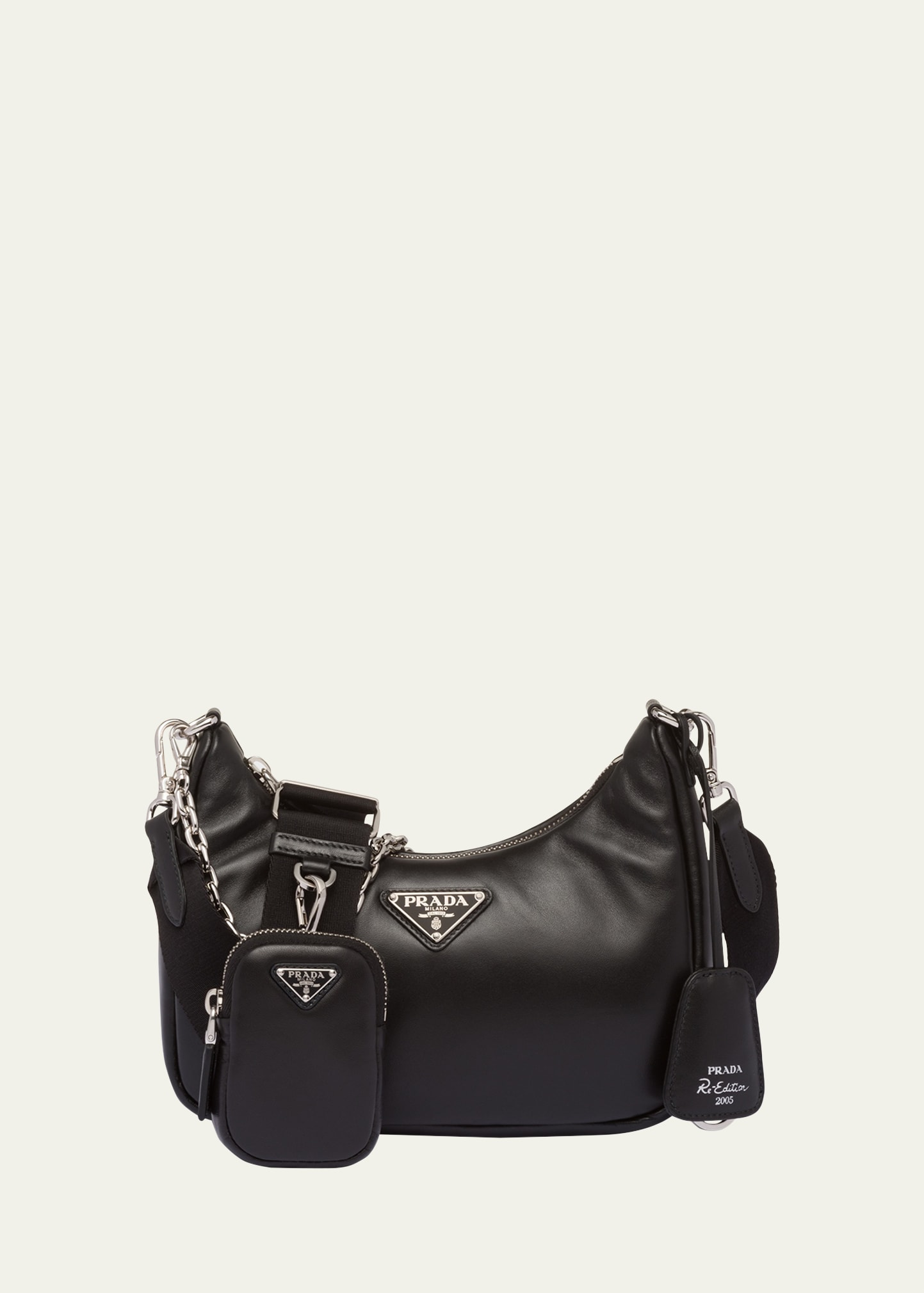 Prada Re-edition 2005 Nylon Chain Shoulder Bag In F0002 Nero