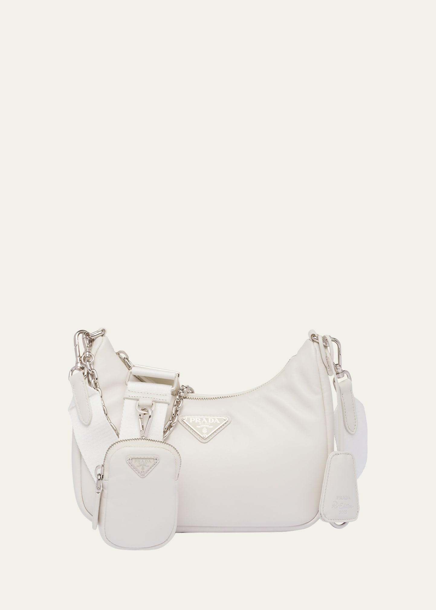 Prada Re-edition Napa Leather Shoulder Bag In F0009 Bianco