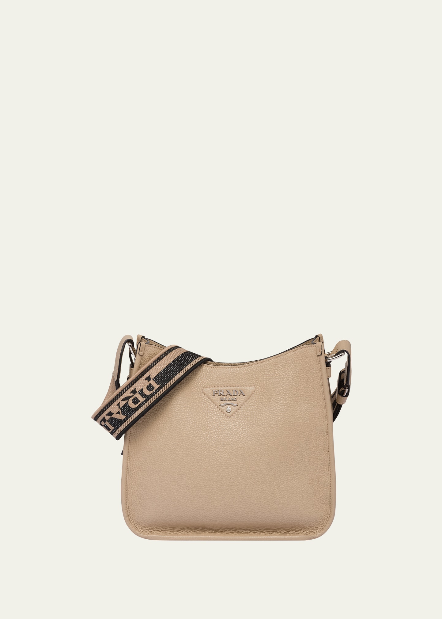 Prada Daino Leather Shoulder Bag In F0572 Argilla