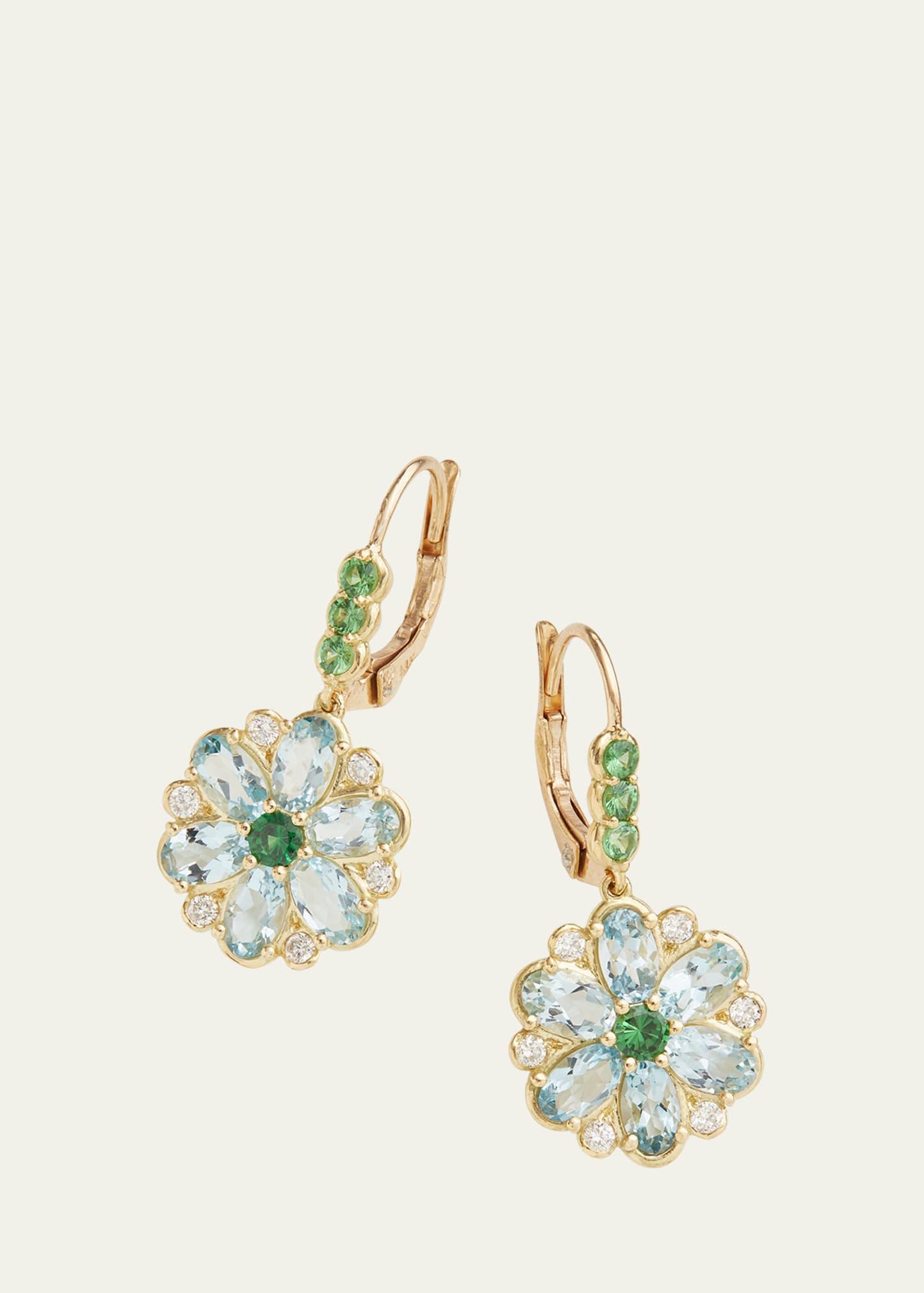 Jamie Wolf 18k Gold Diamond Flower Drop Earrings