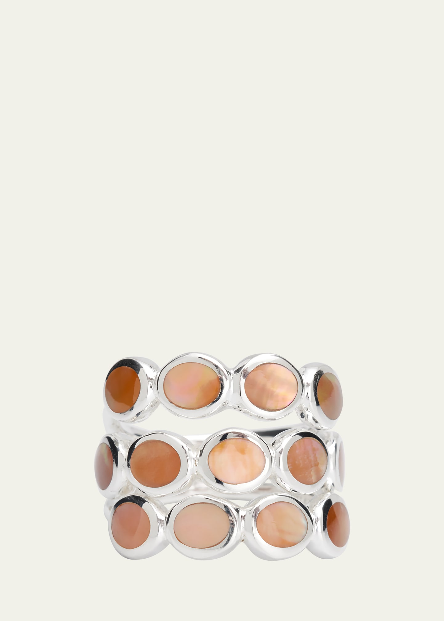Ippolita Sterling Silver Polished Rock Candy All Around Tiny Ovals Ring In Brown Shell