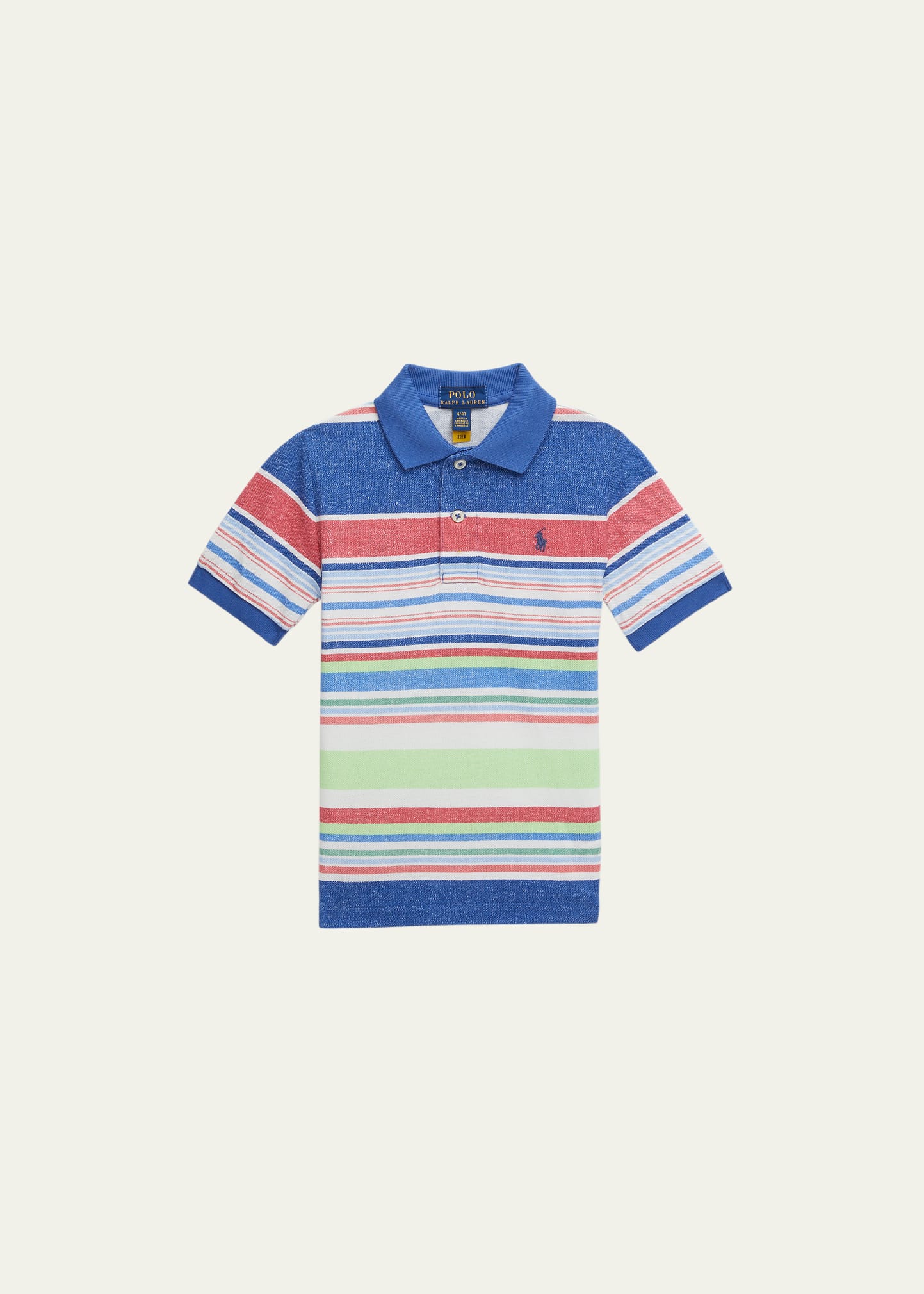 Boy's Multicolor Striped Mesh Polo Shirt, Size 2-4