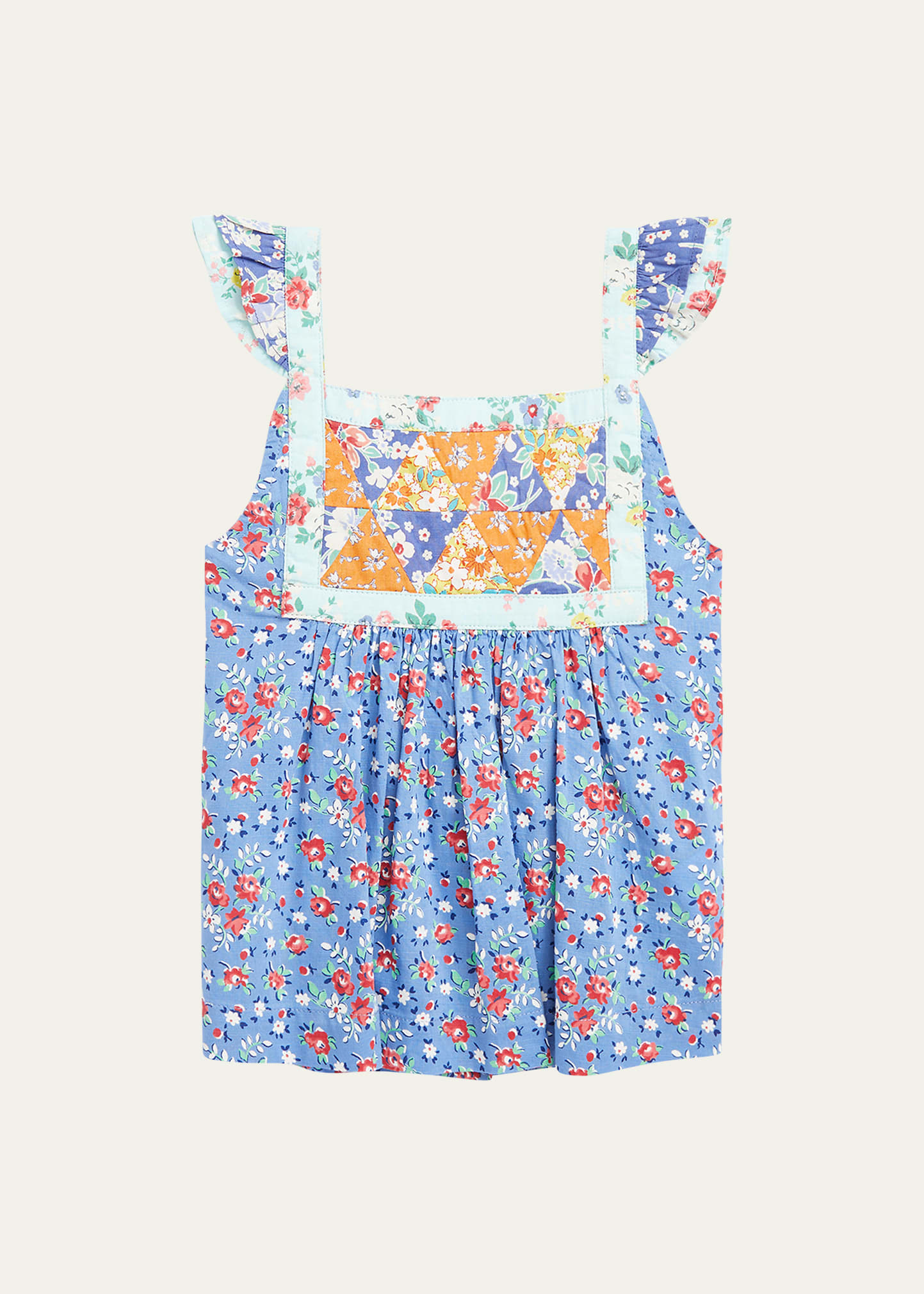 Girl's Patchwork-Print Floral Top, Size 2-4
