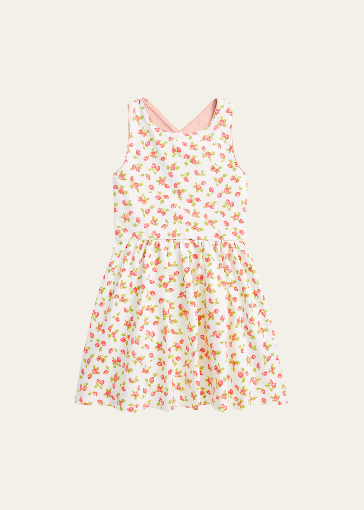 Girl's Strawberry-Print Jersey Dress, Size S-XL