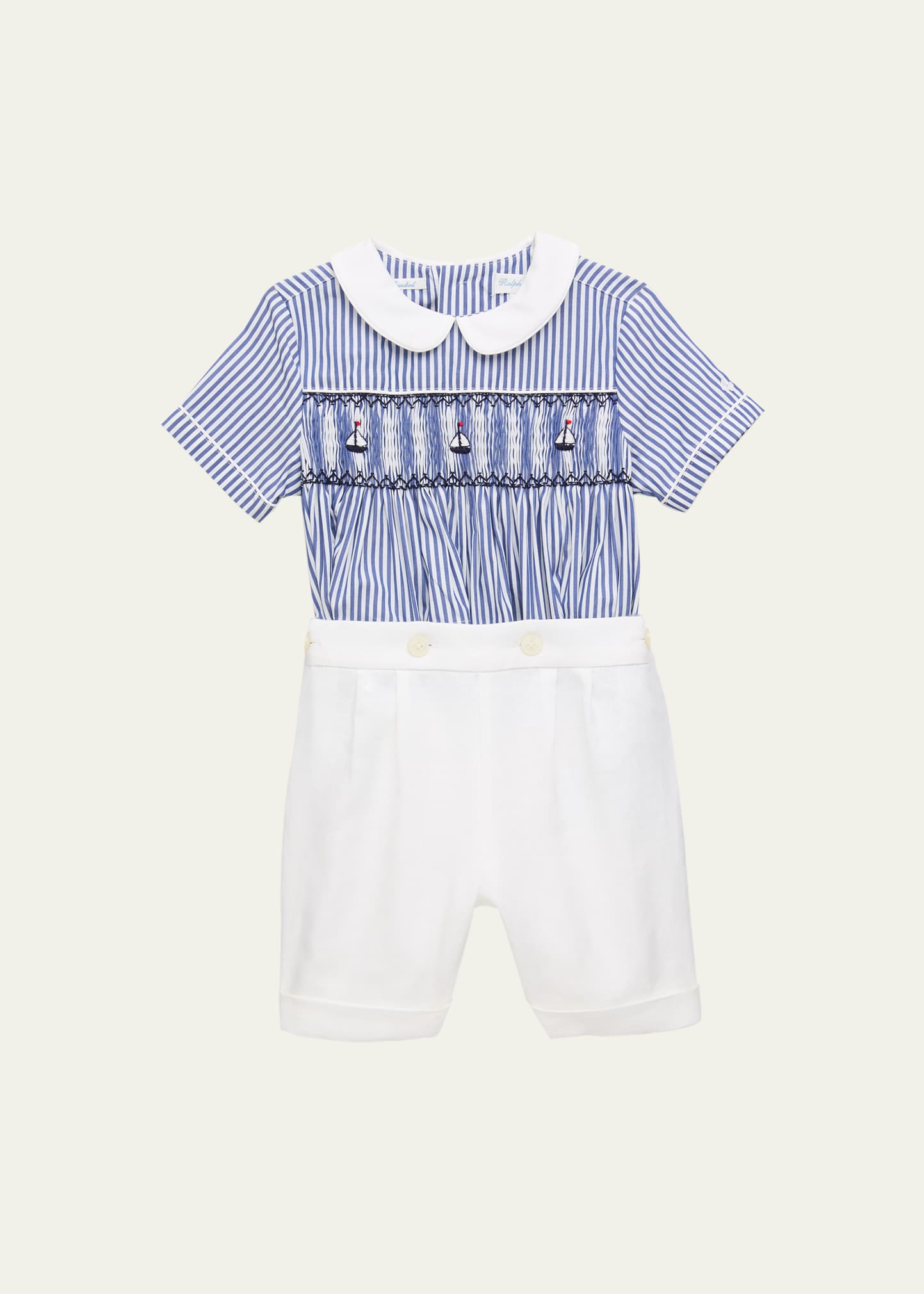 Ralph Lauren Kids' Boy's Nautical-inspired Smocked Shirt And Linen Set In Navy