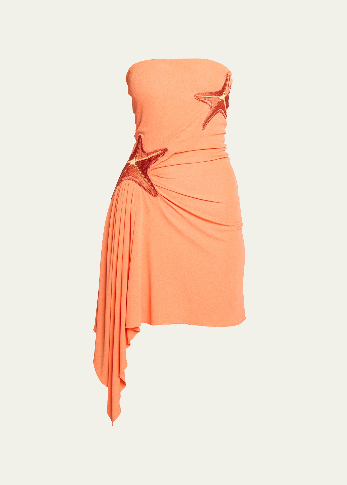 LOEWE X PAULA'S IBIZA GATHERED BUSTIER MINI DRESS WITH STARFISH EMBROIDERY