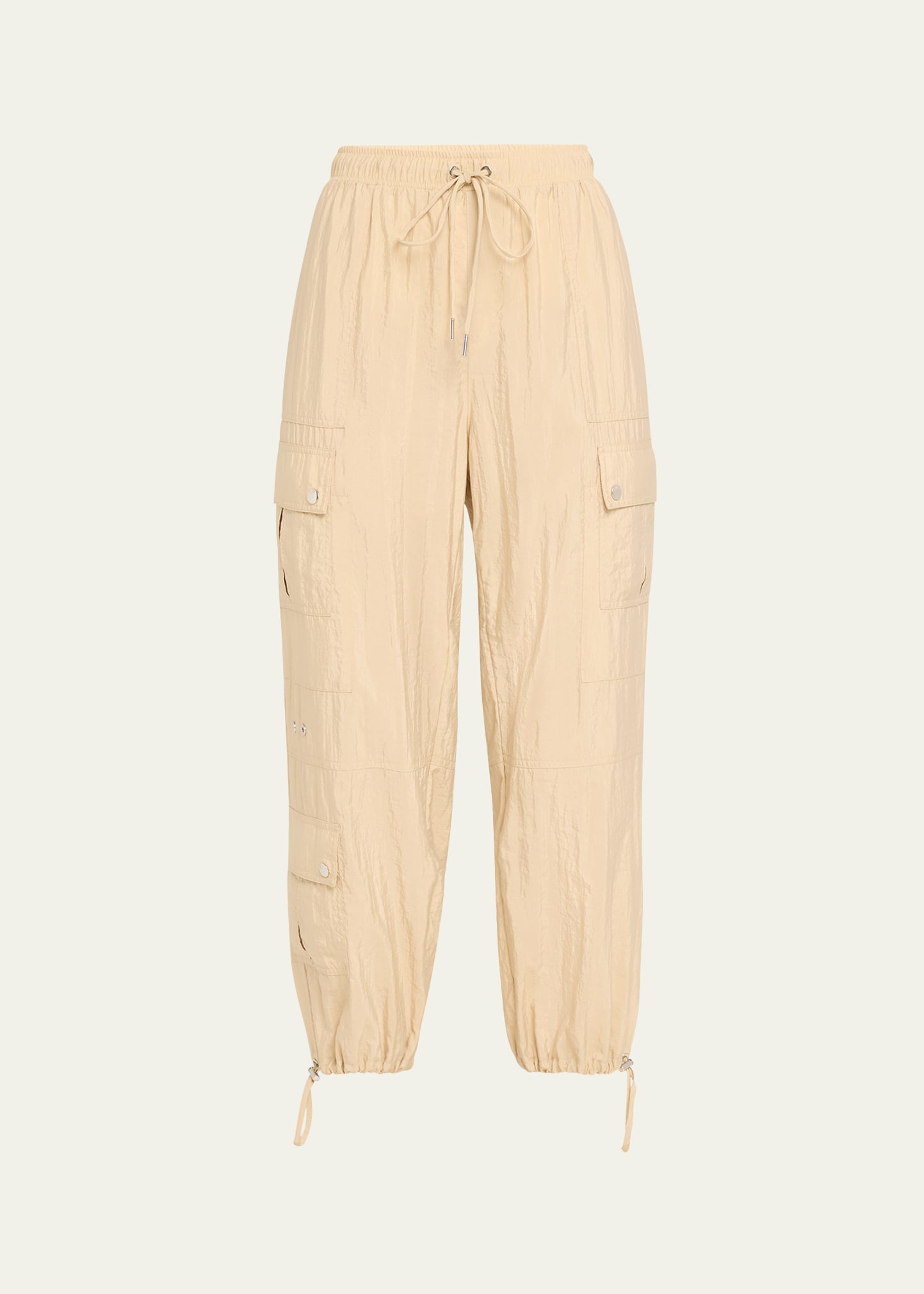 Cinq À Sept Nitsan Ruffle Pull-on Parachute Pants In Khaki