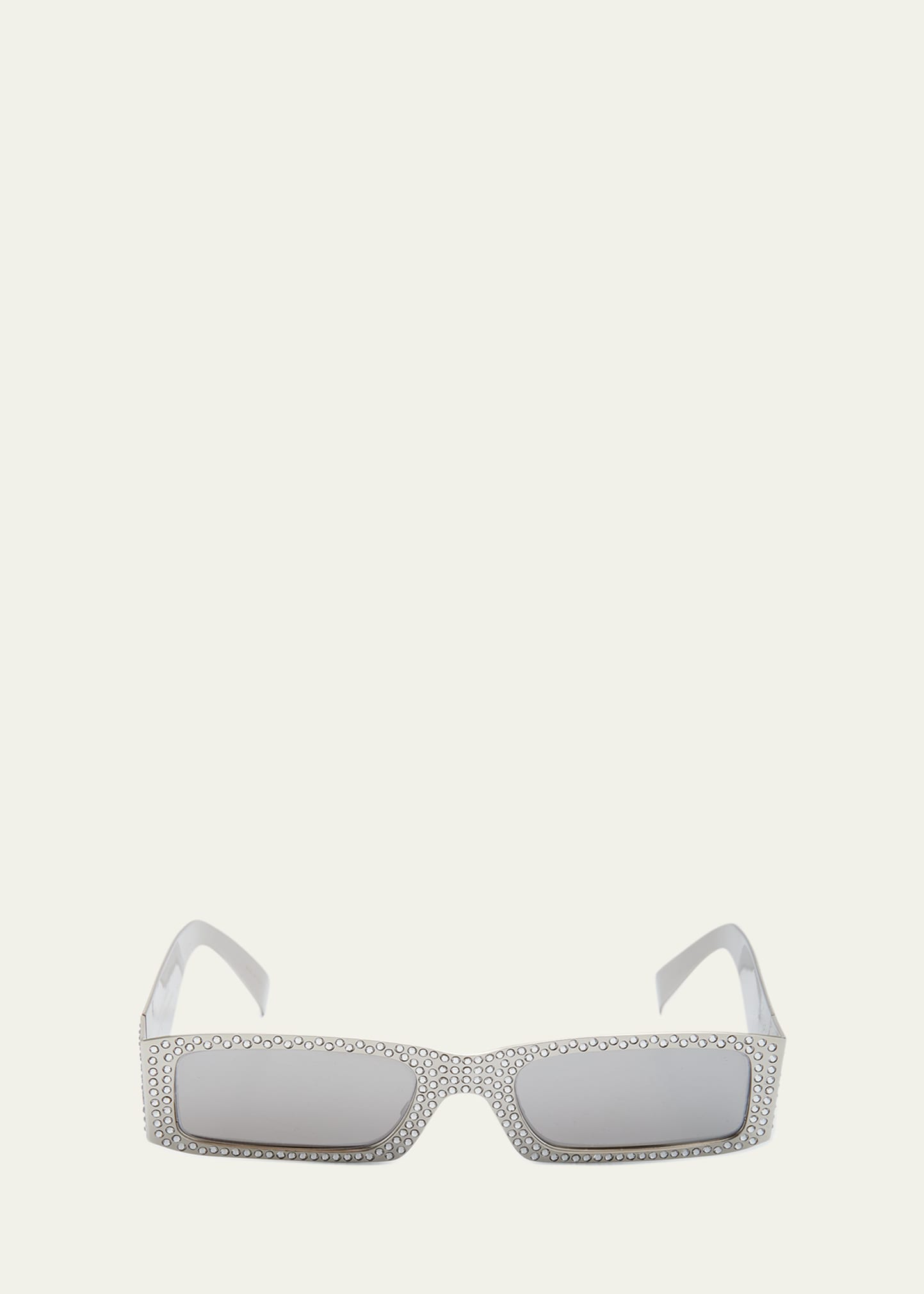 Dolce & Gabbana Crystal Metal Ally Rectangle Sunglasses In Silver