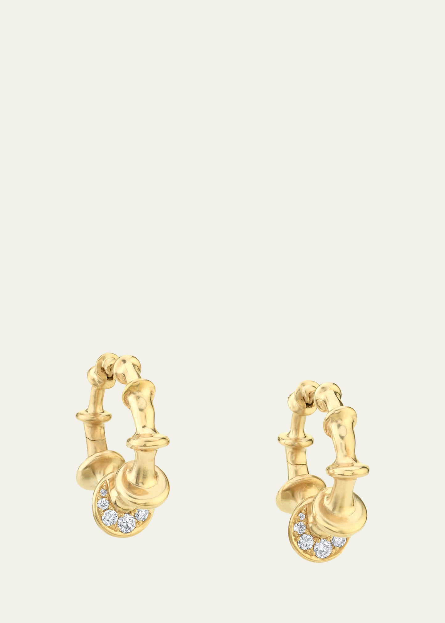 VRAM 18K YELLOW GOLD CHONA MINI HOOP EARRINGS WITH DIAMONDS