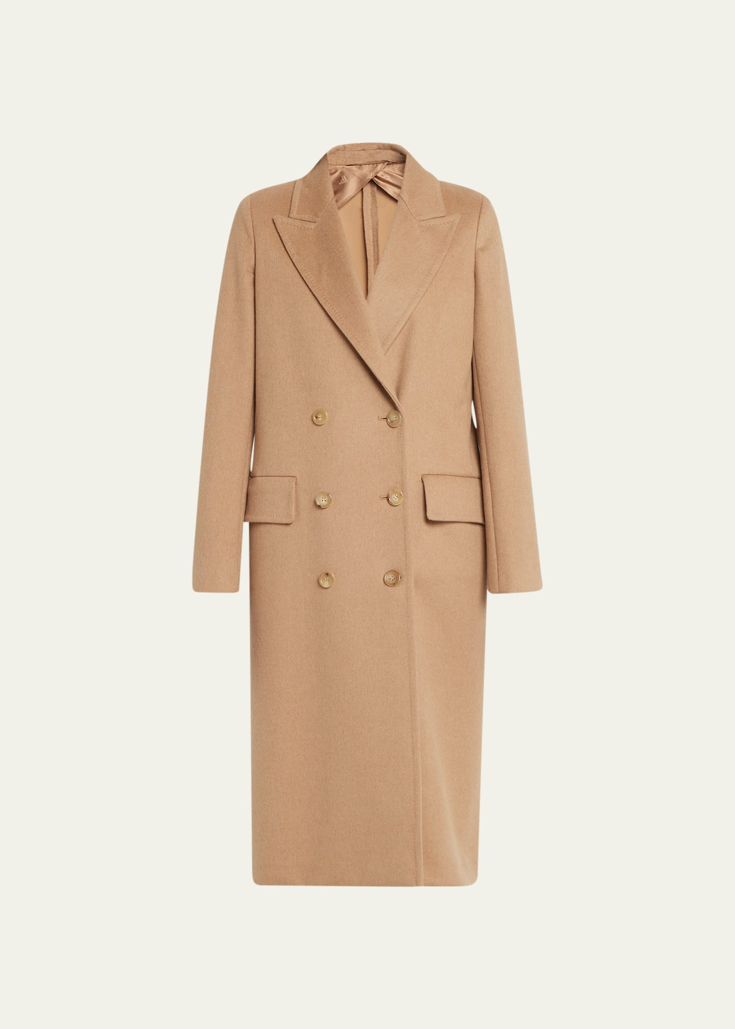Max Mara Elmi Wool Blend Long Top Coat In Beige