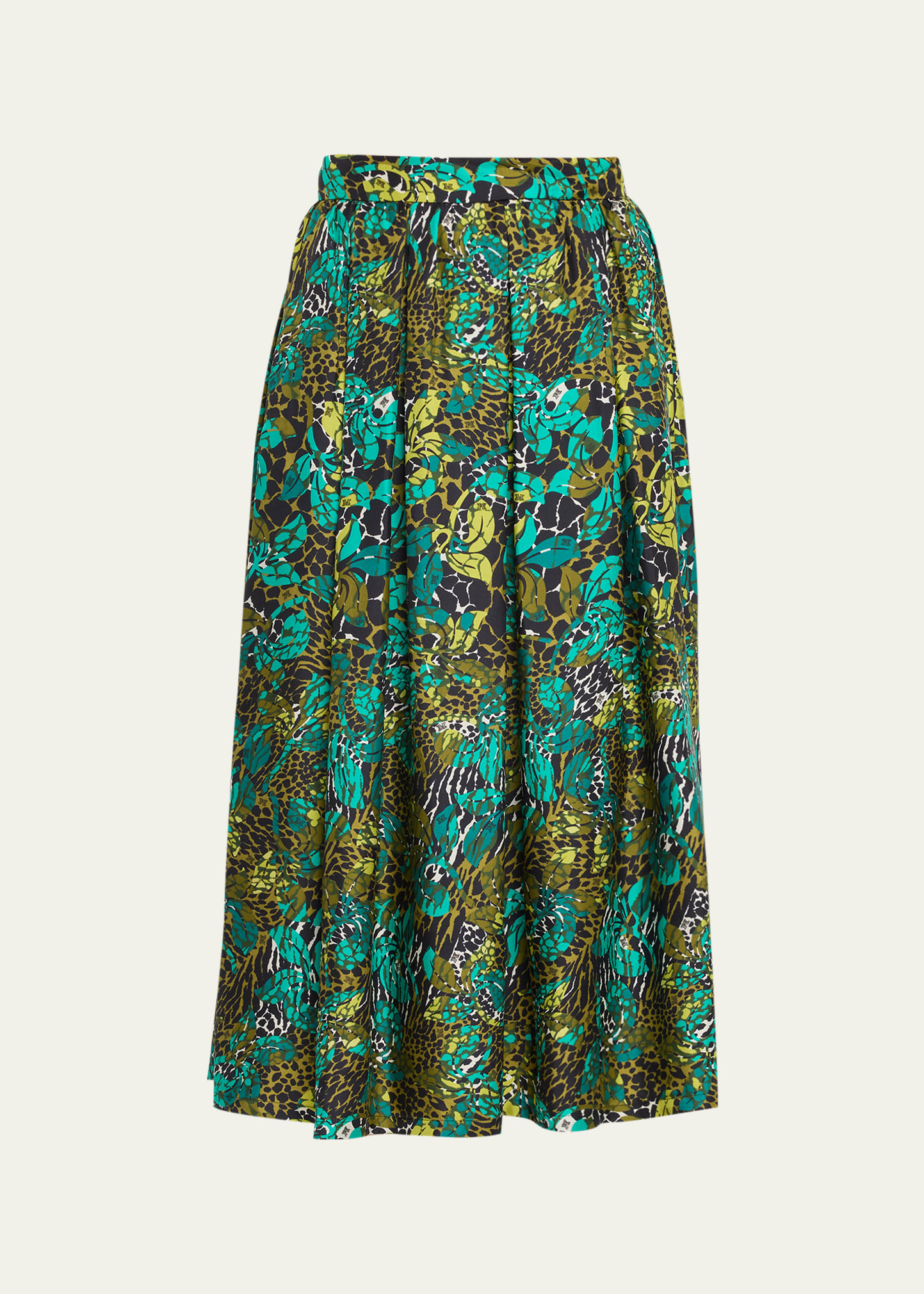 Rotondo Pleated Silk Printed Midi Skirt