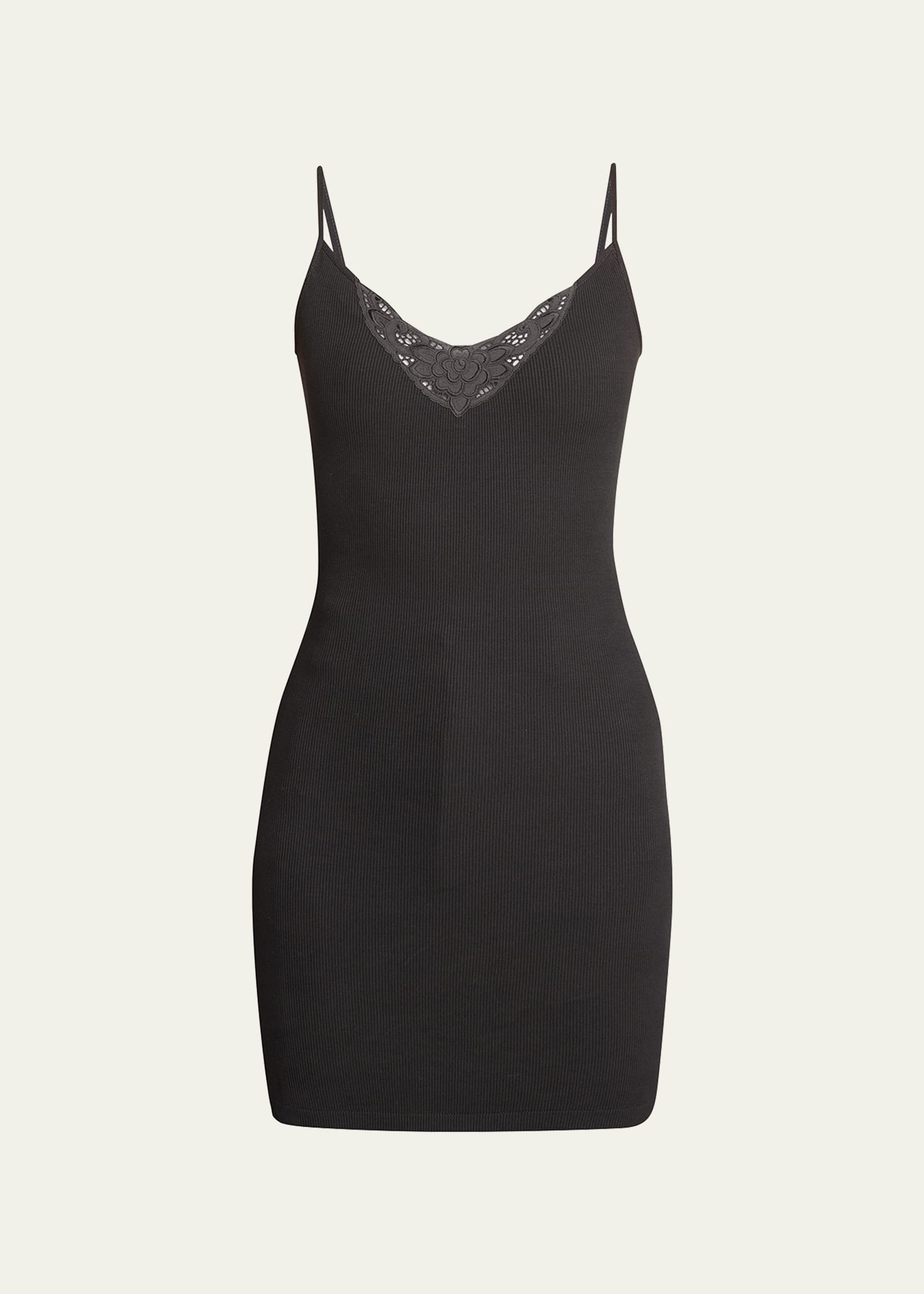 Balenciaga Mini Dress With Lace Detail In 1001 Washed Black