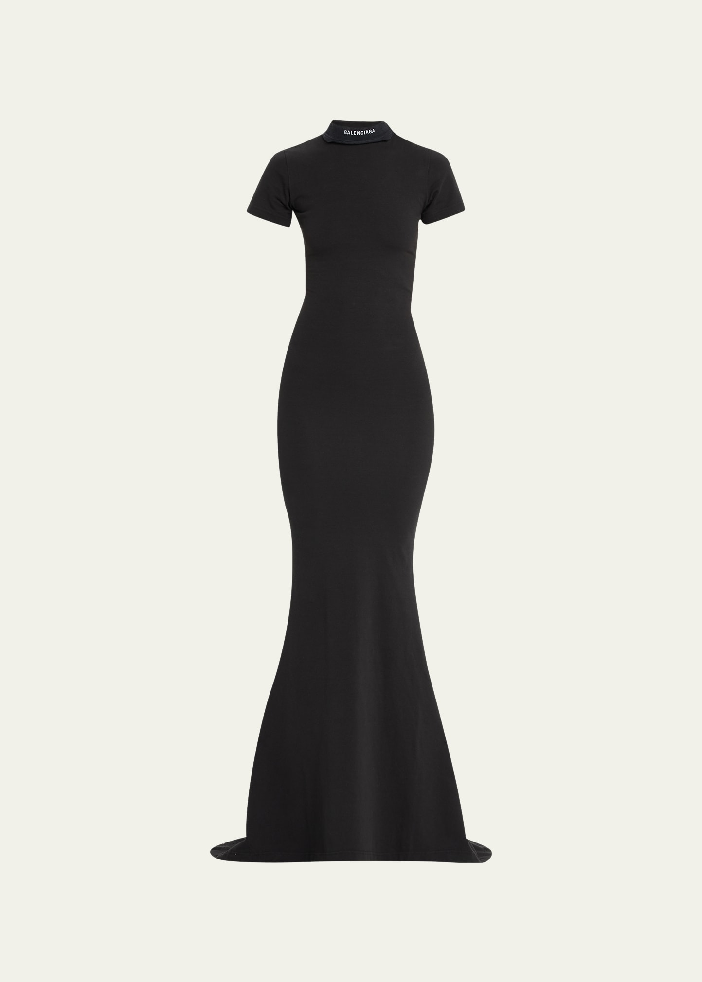 Shop Balenciaga Maxi T-shirt Dress In Noir