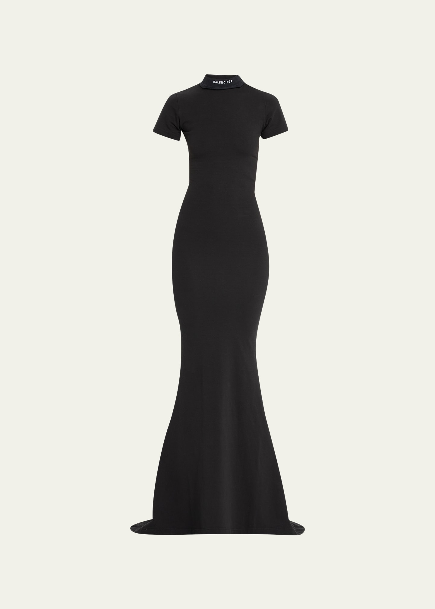 Balenciaga Embroidered Stretch-cotton Jersey Maxi Dress In Noir