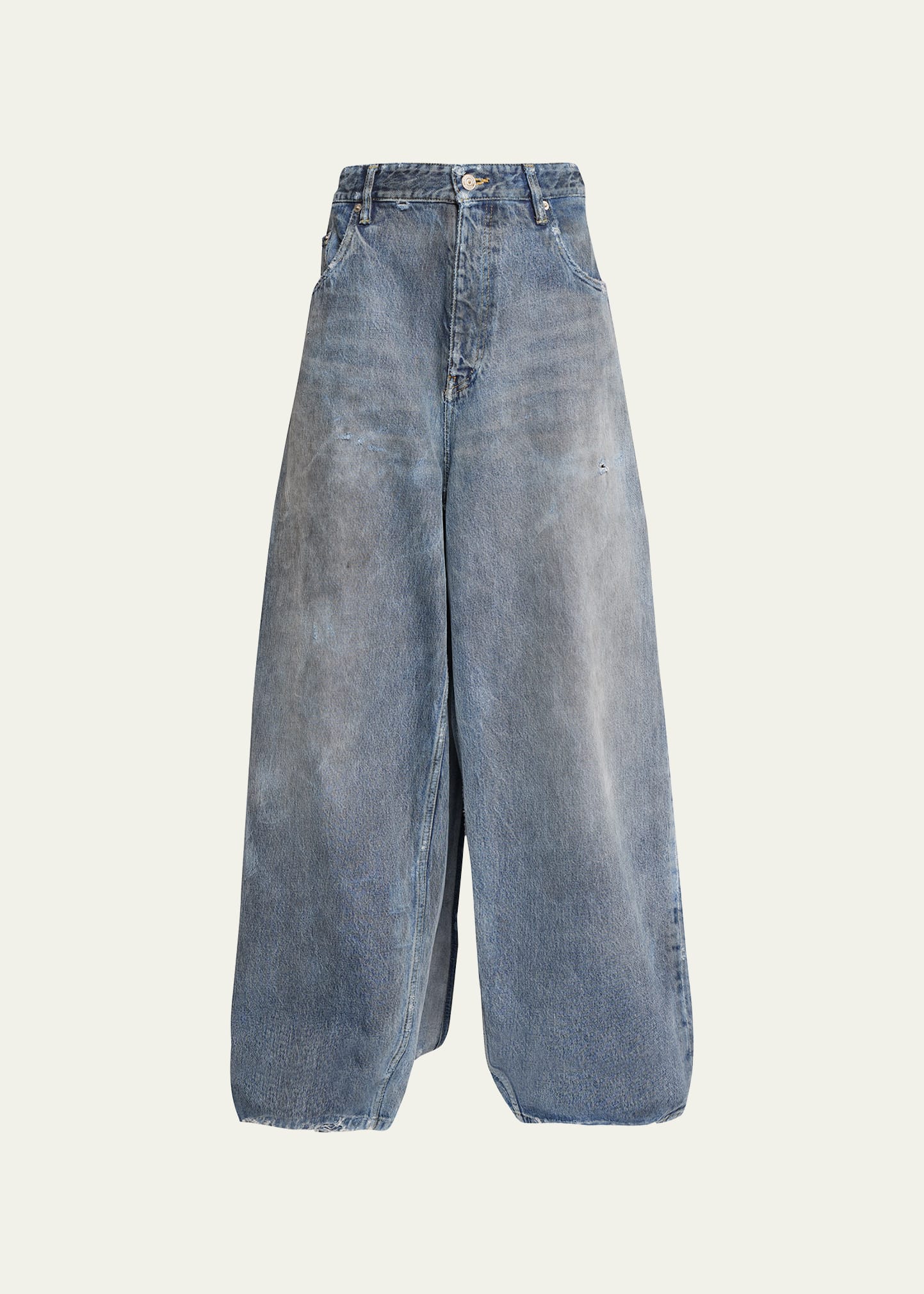 Balenciaga Apron Pants Denim Skirt In Bleu Jean ModeSens